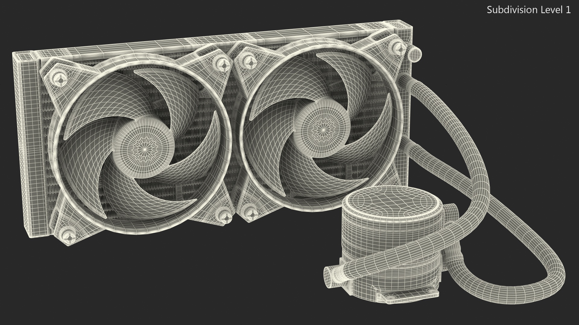 3D model Dual Fan CPU RGB Liquid Cooler