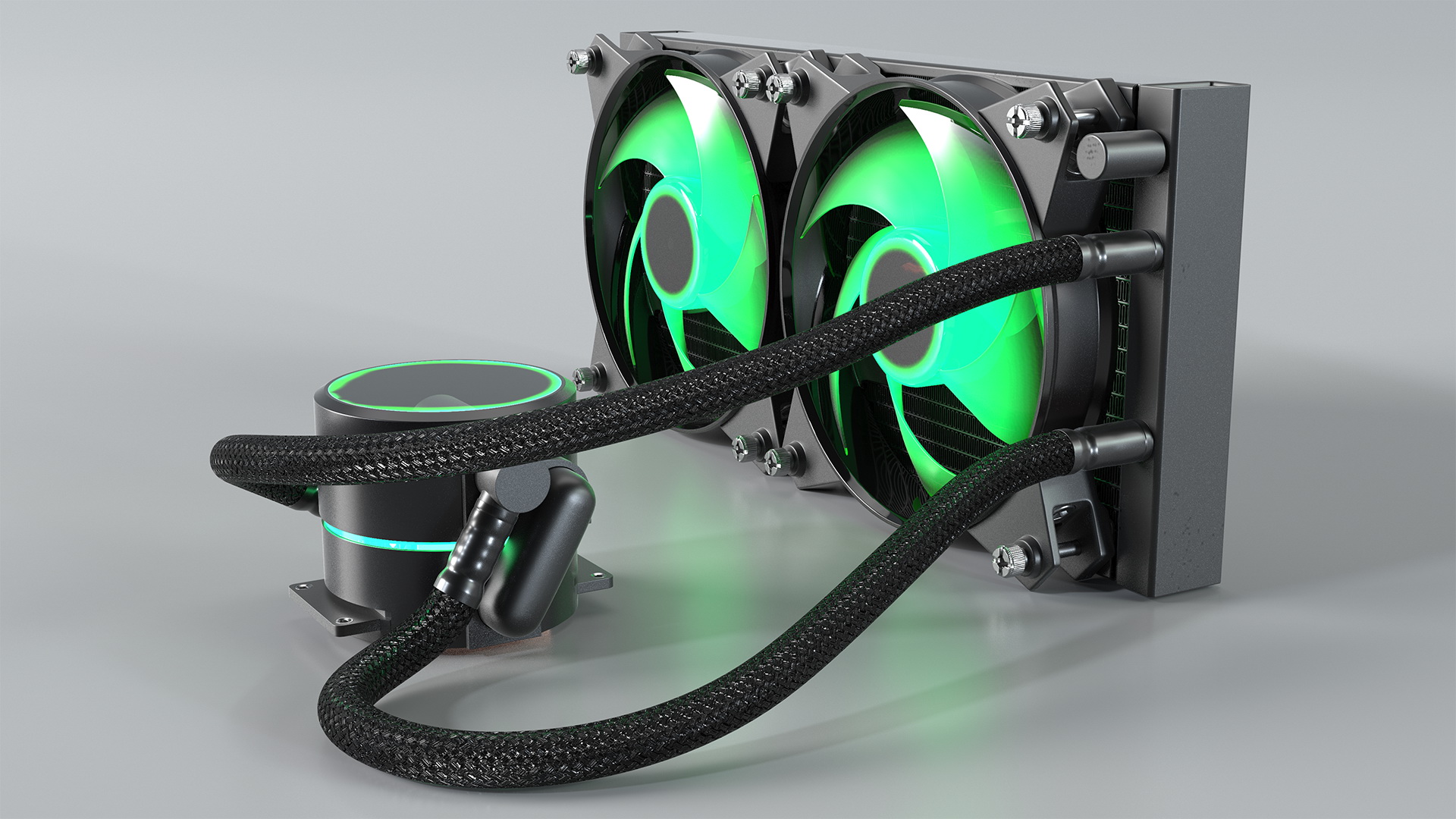 3D model Dual Fan CPU RGB Liquid Cooler