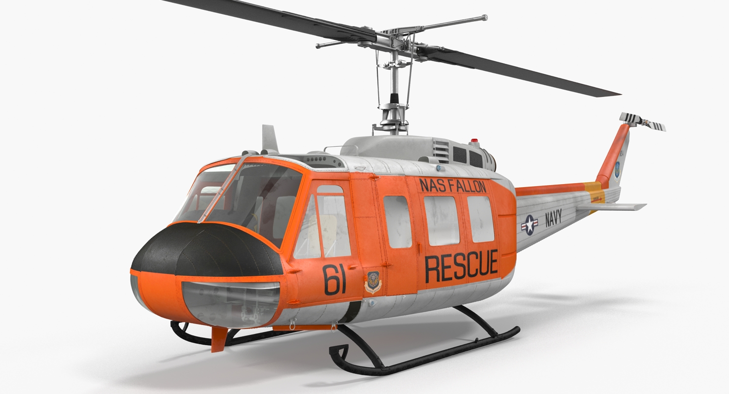 3D model US Navy Bell UH 1 Iroquois Rescue Rigged