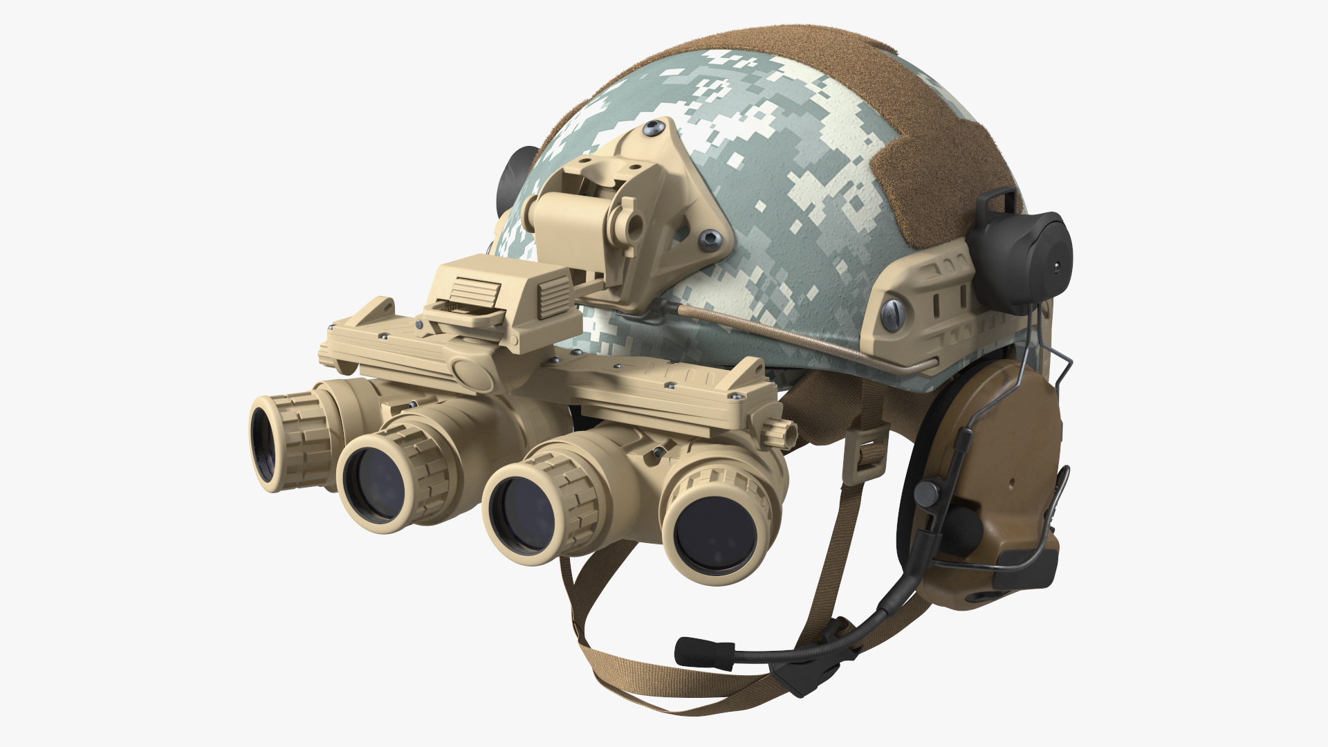 Soldier in Grey Camo with Night Vision Aiming Fur 3D model