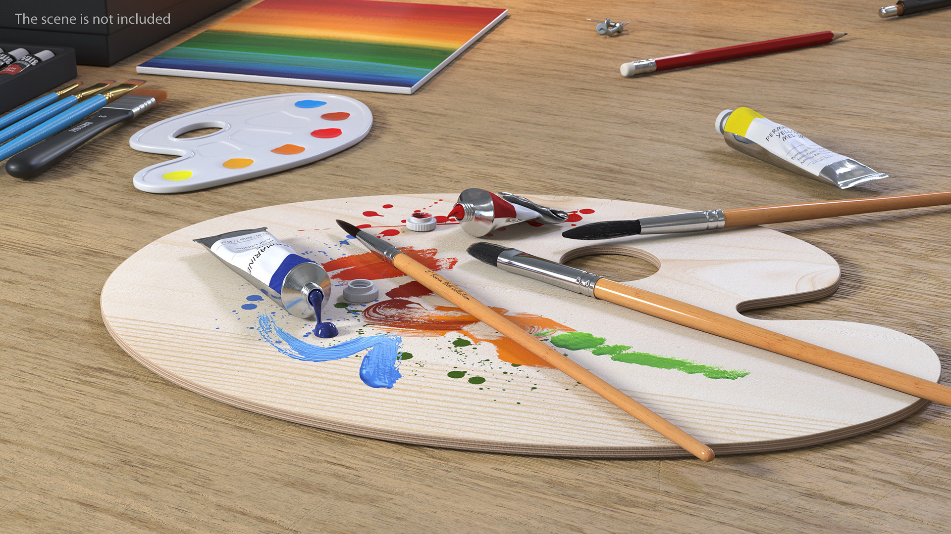3D model Classic Wooden Paint Brush with Fur