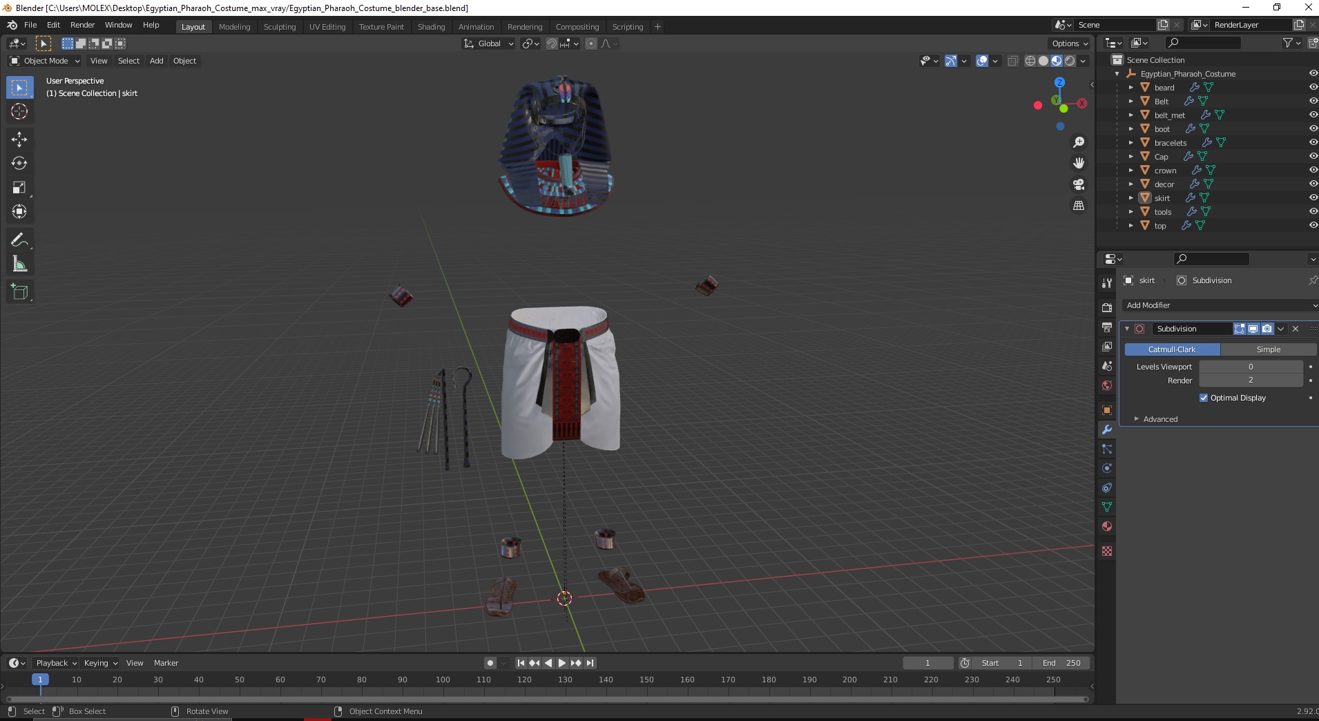 Egyptian Pharaoh Costume 3D model