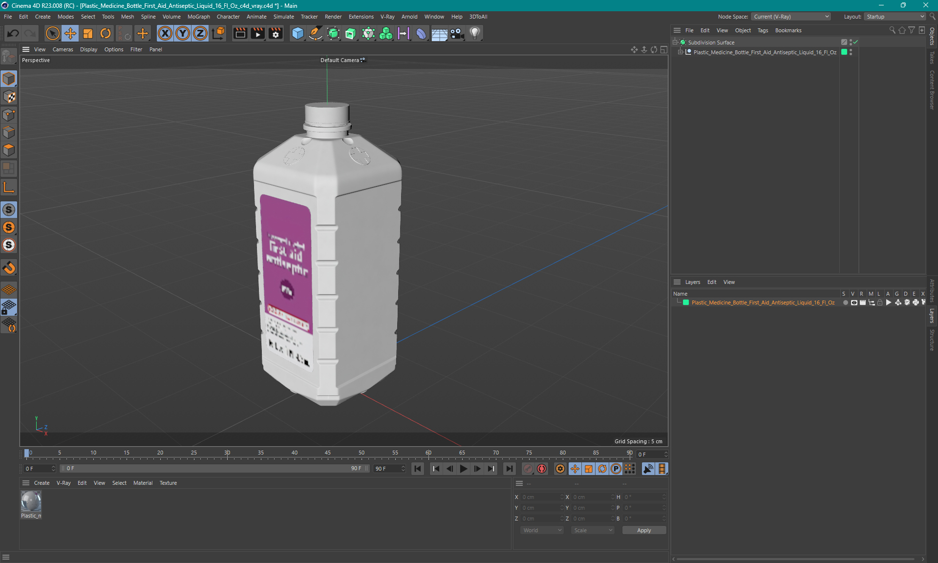 3D model Plastic Medicine Bottle First Aid Antiseptic Liquid 16 Fl Oz
