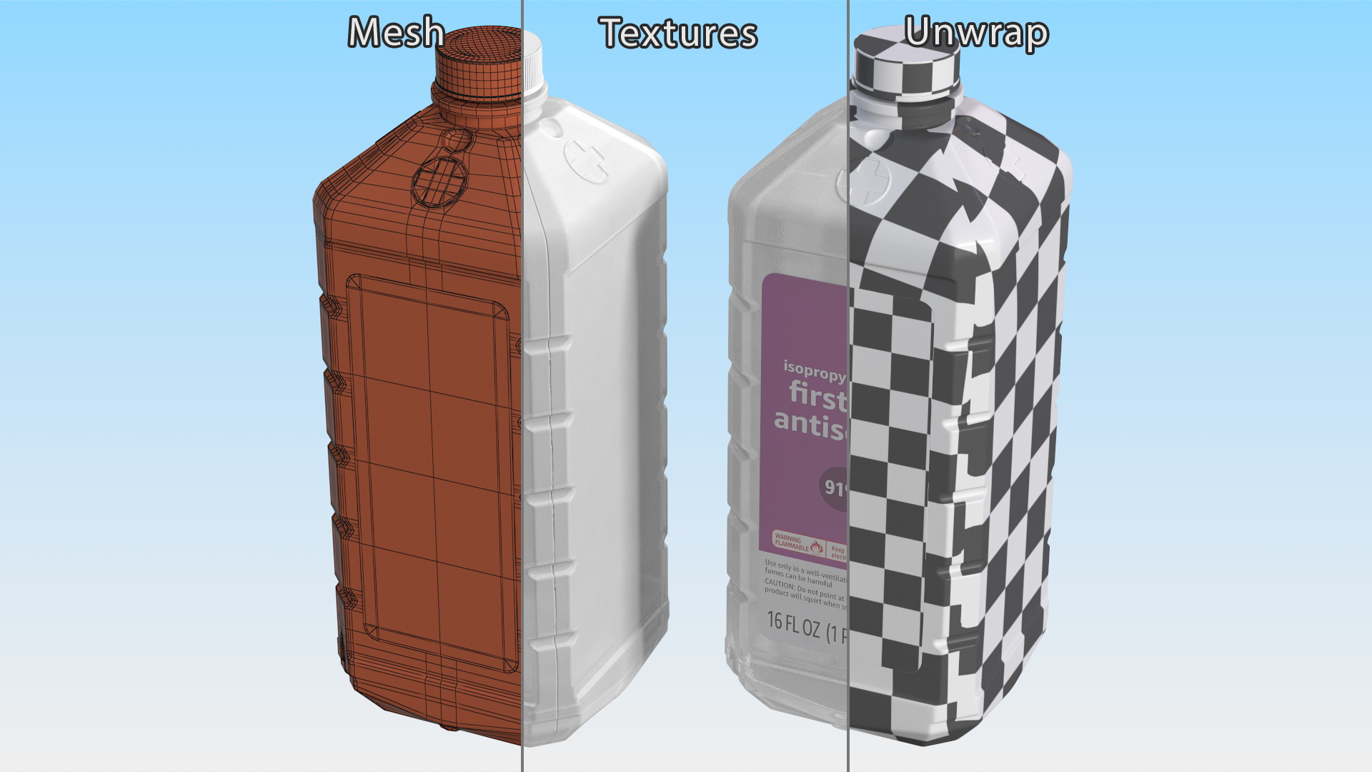 3D model Plastic Medicine Bottle First Aid Antiseptic Liquid 16 Fl Oz