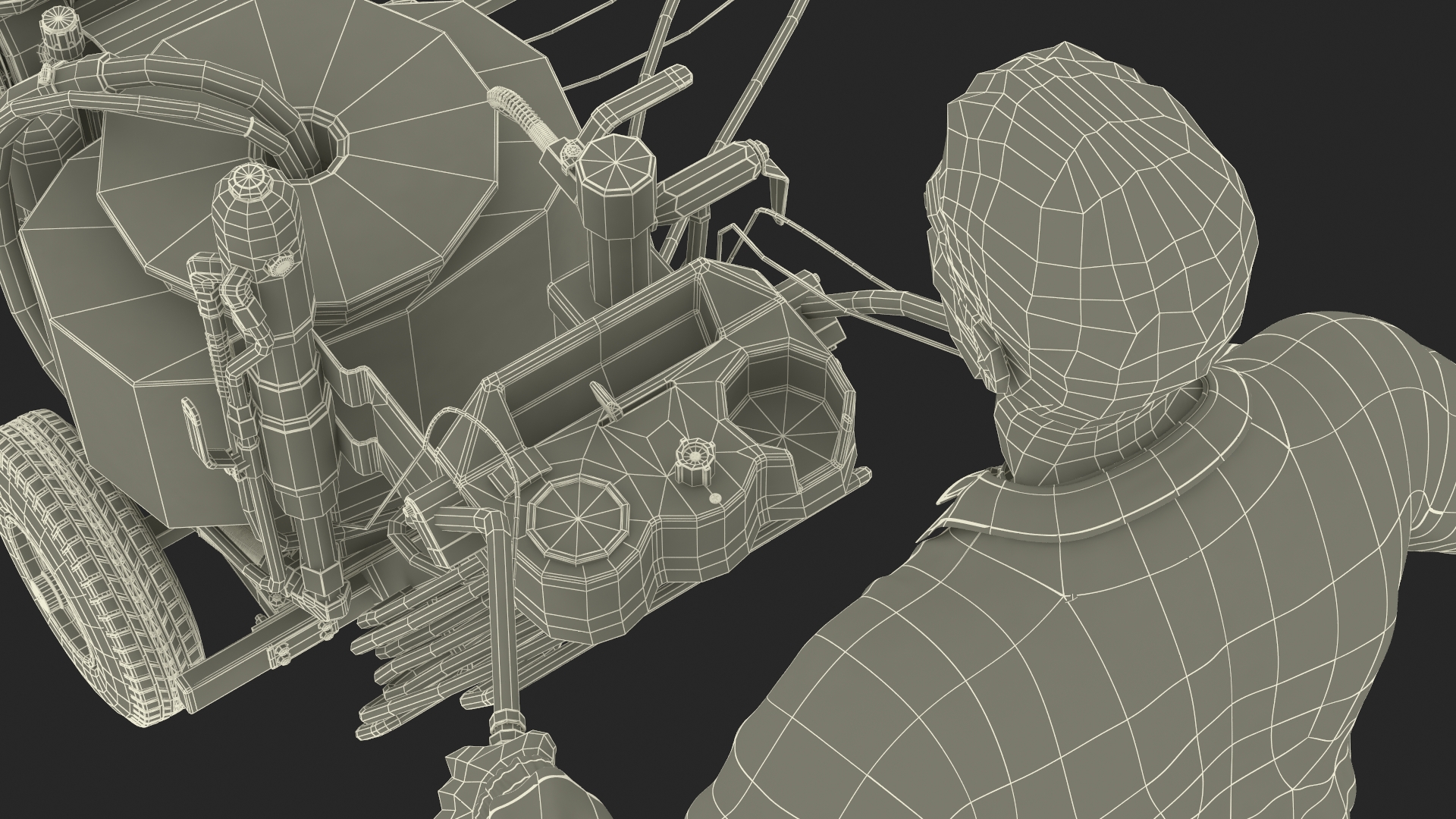 3D model Road Worker with Cold Paint Line Striper