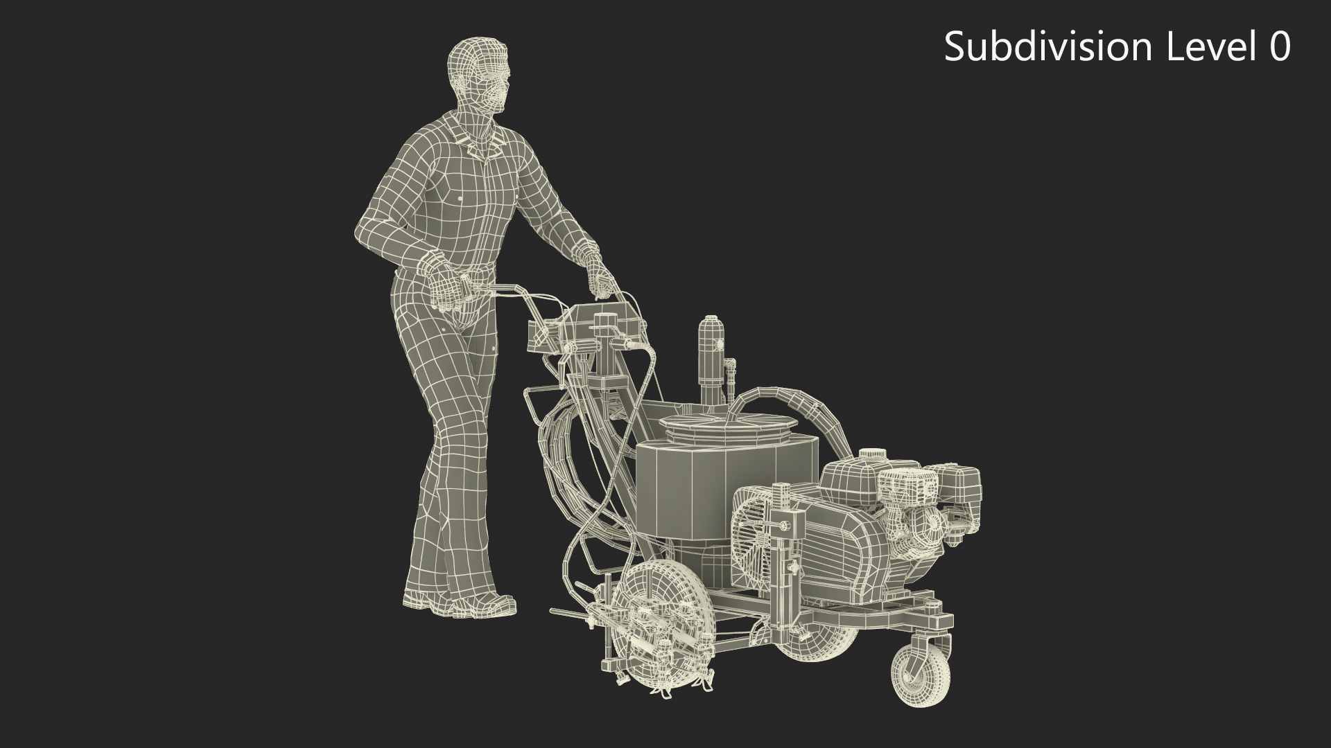 3D model Road Worker with Cold Paint Line Striper