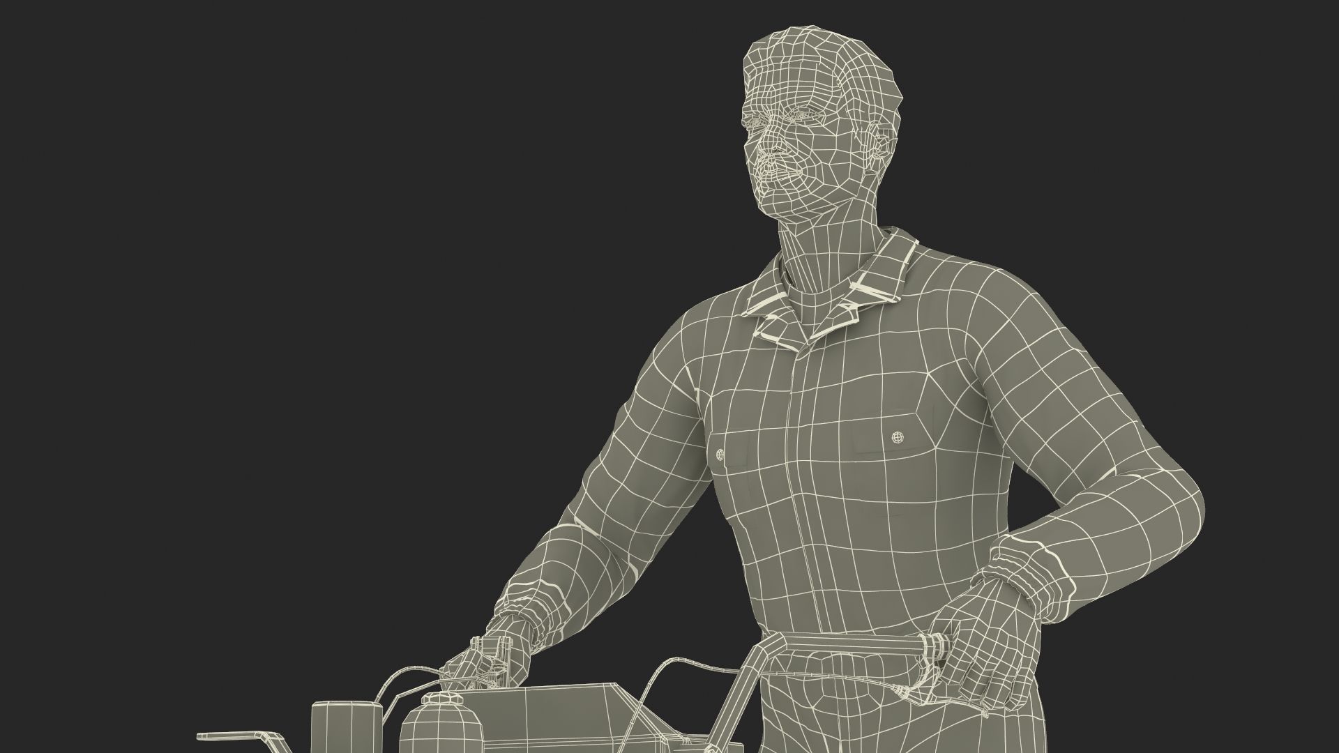 3D model Road Worker with Cold Paint Line Striper