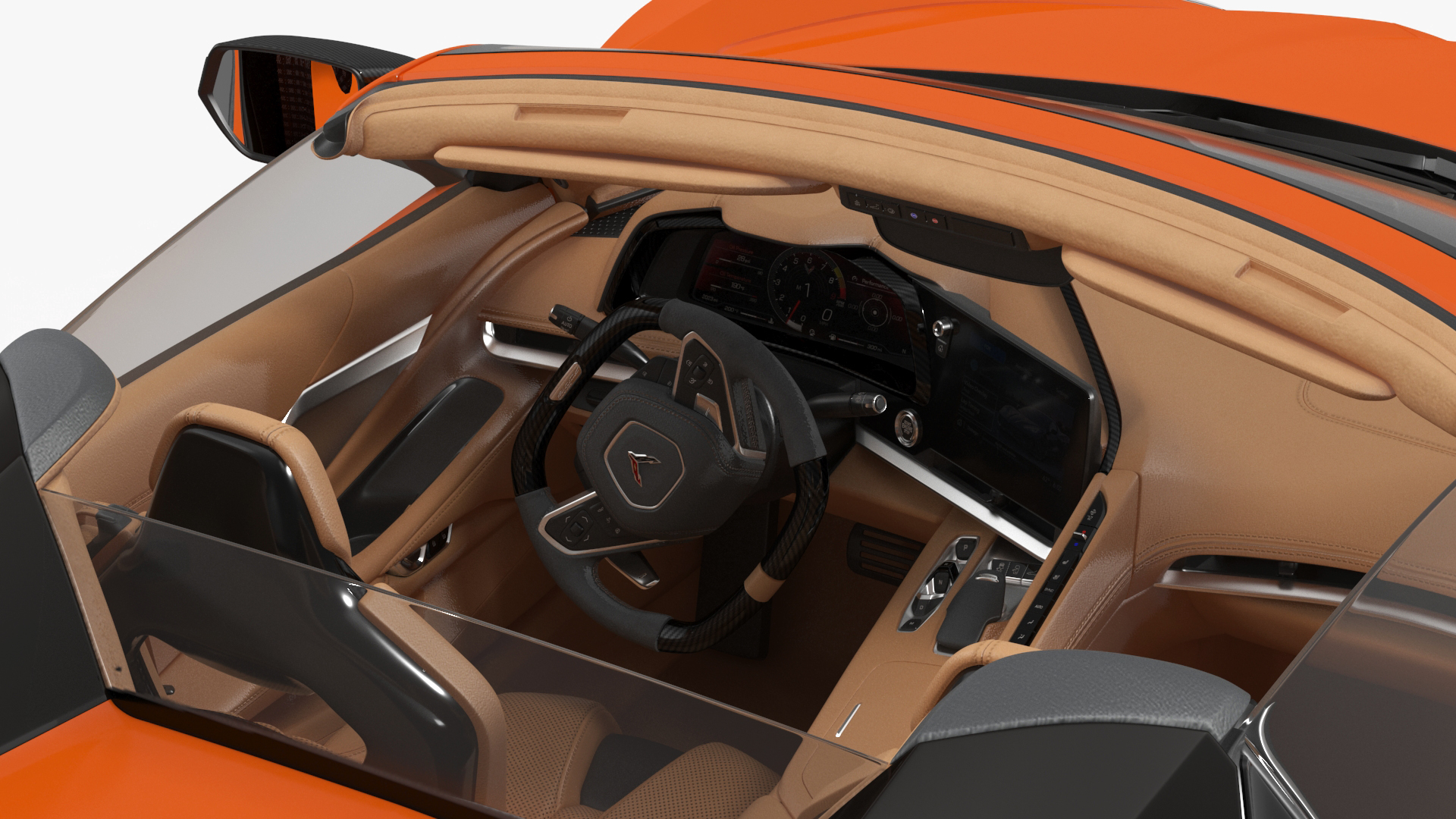 3D Orange Cabriolet 2023 Chevrolet Corvette Z06 Open Rigged