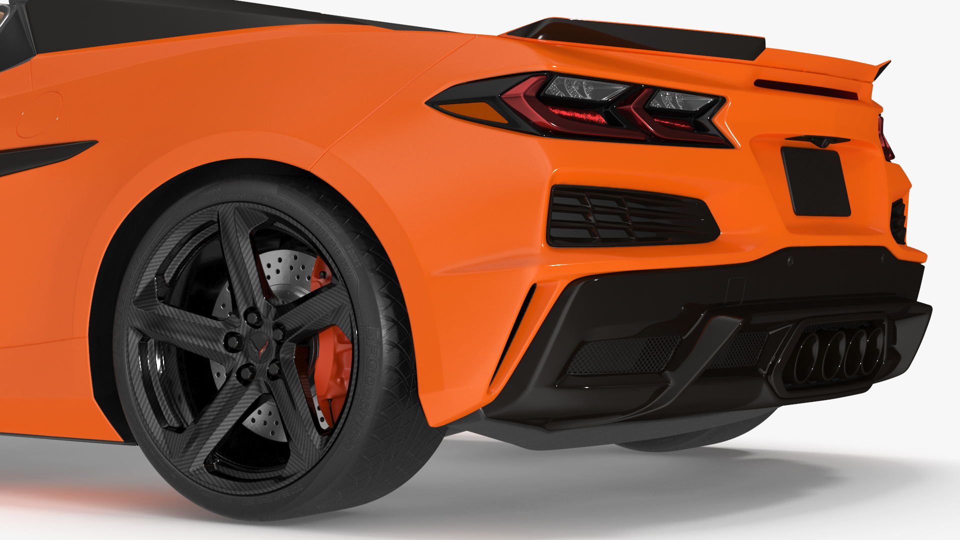 3D Orange Cabriolet 2023 Chevrolet Corvette Z06 Open Rigged