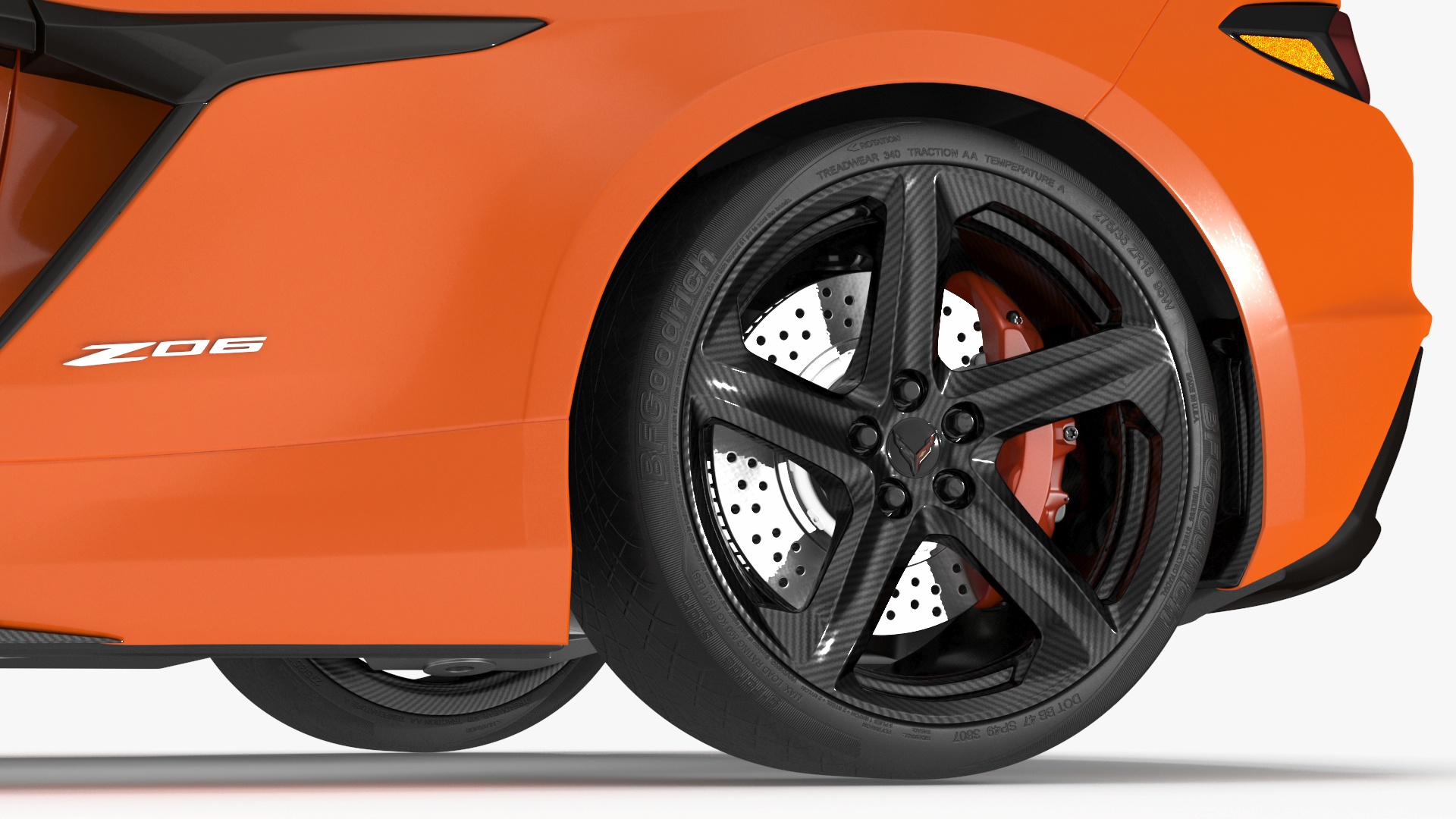 3D Orange Cabriolet 2023 Chevrolet Corvette Z06 Open Rigged