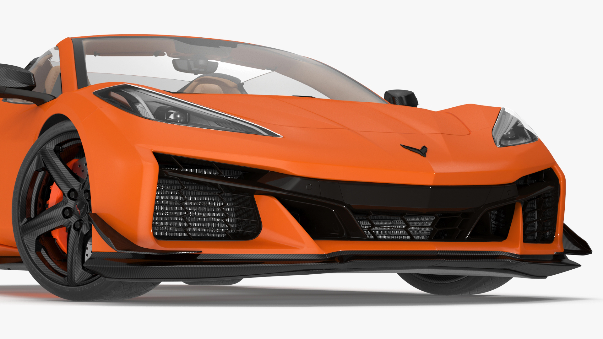 3D Orange Cabriolet 2023 Chevrolet Corvette Z06 Open Rigged