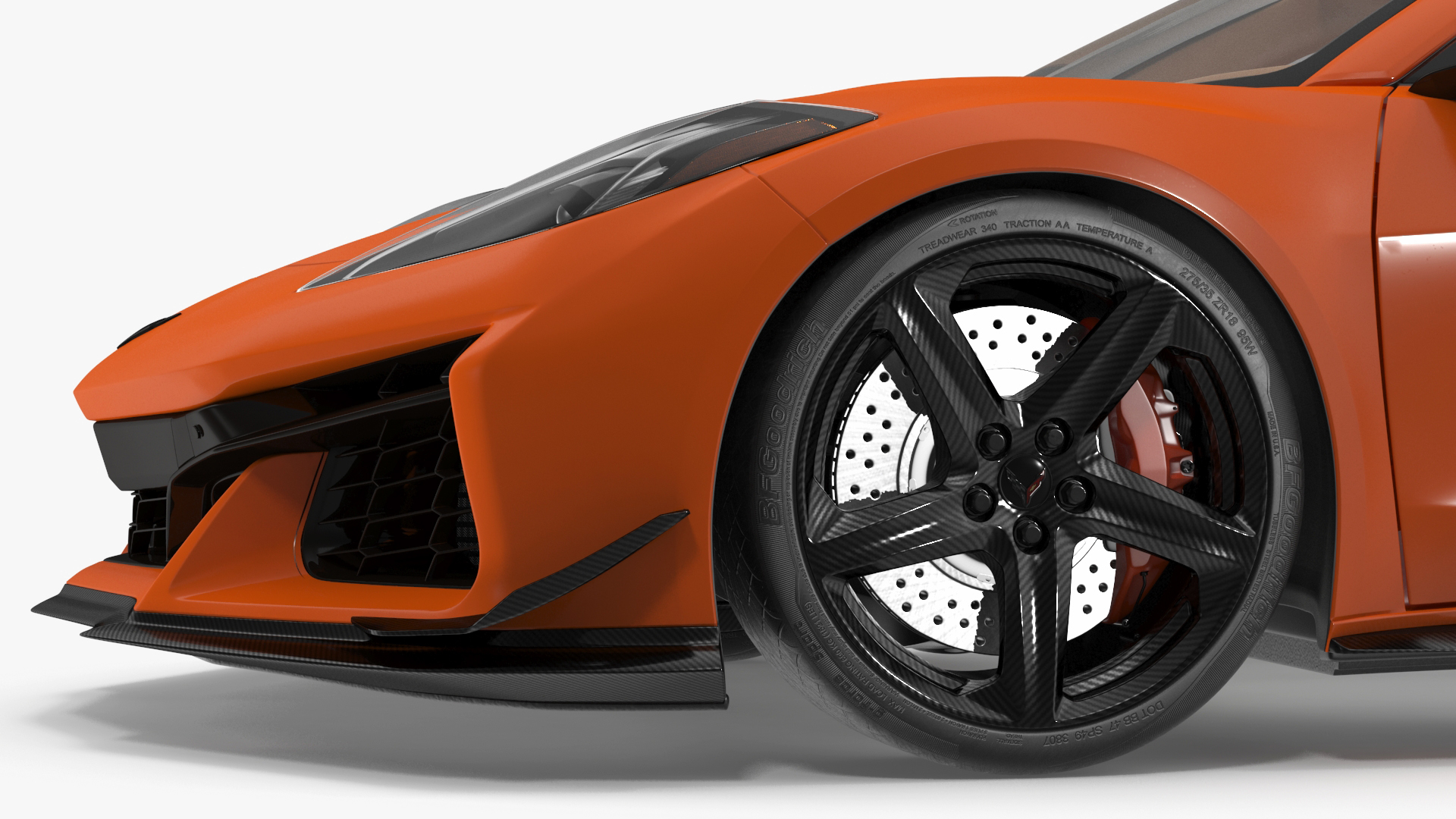 3D Orange Cabriolet 2023 Chevrolet Corvette Z06 Open Rigged