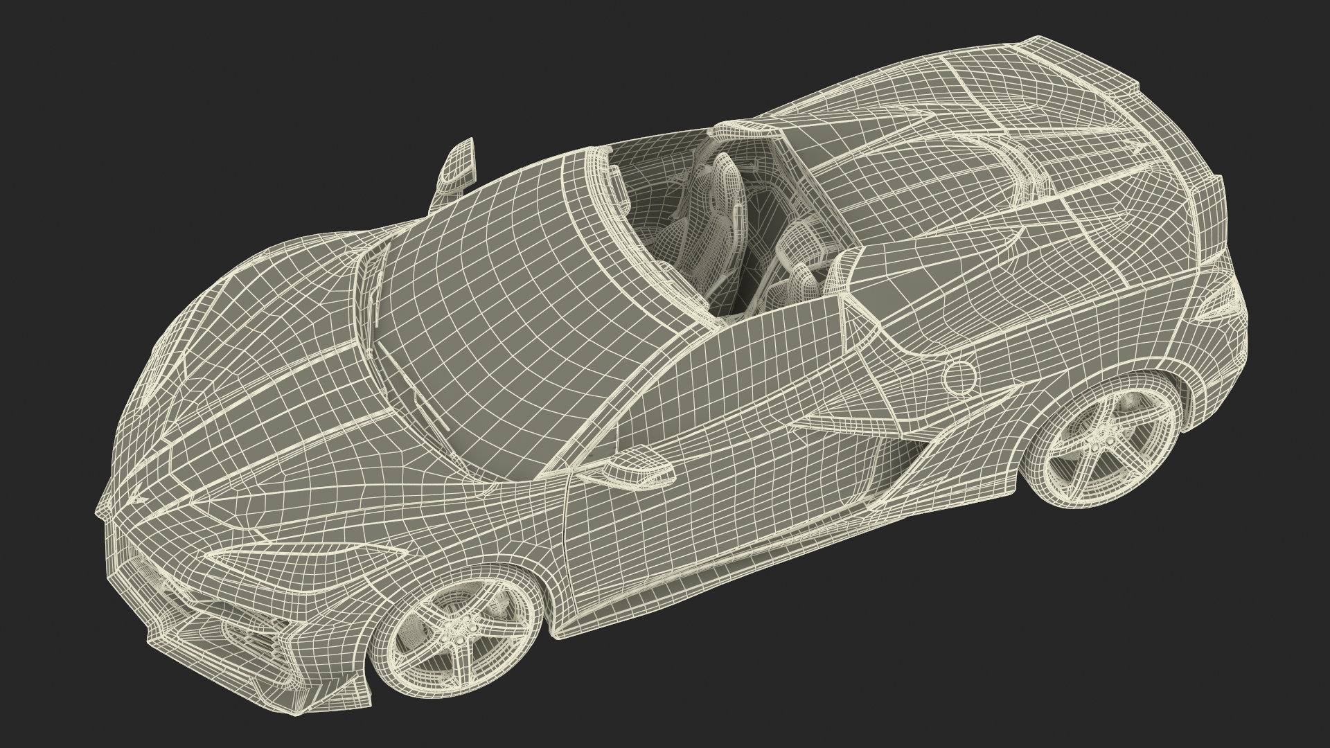 3D Orange Cabriolet 2023 Chevrolet Corvette Z06 Open Rigged