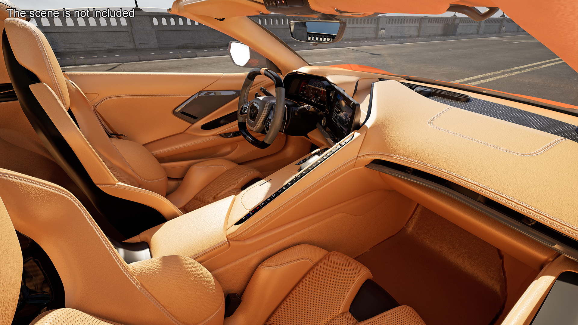 3D Orange Cabriolet 2023 Chevrolet Corvette Z06 Open Rigged