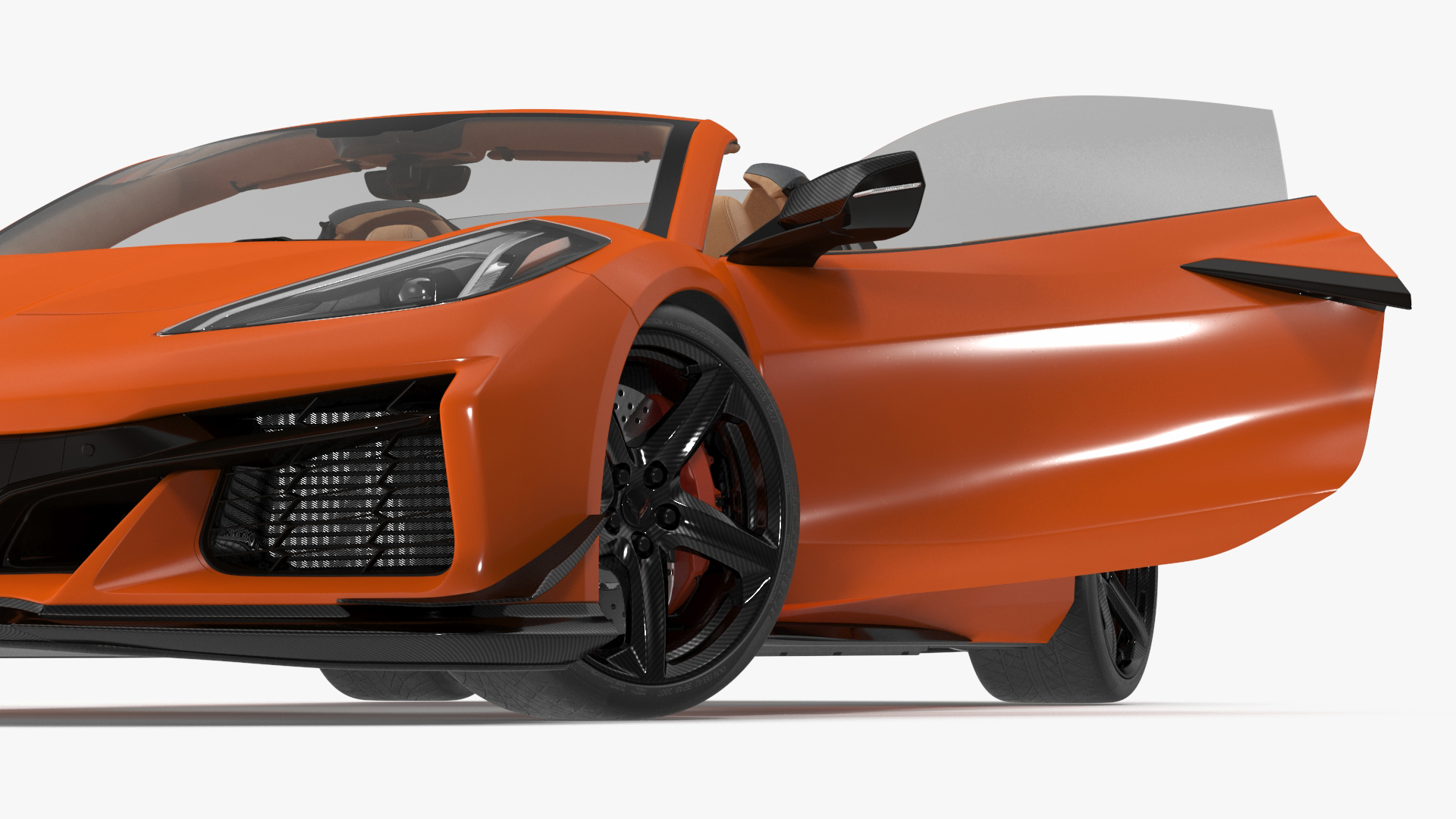 3D Orange Cabriolet 2023 Chevrolet Corvette Z06 Open Rigged