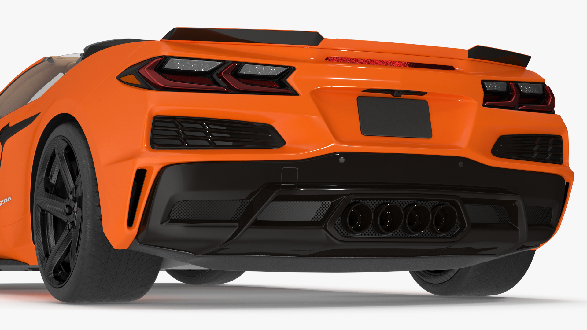3D Orange Cabriolet 2023 Chevrolet Corvette Z06 Open Rigged