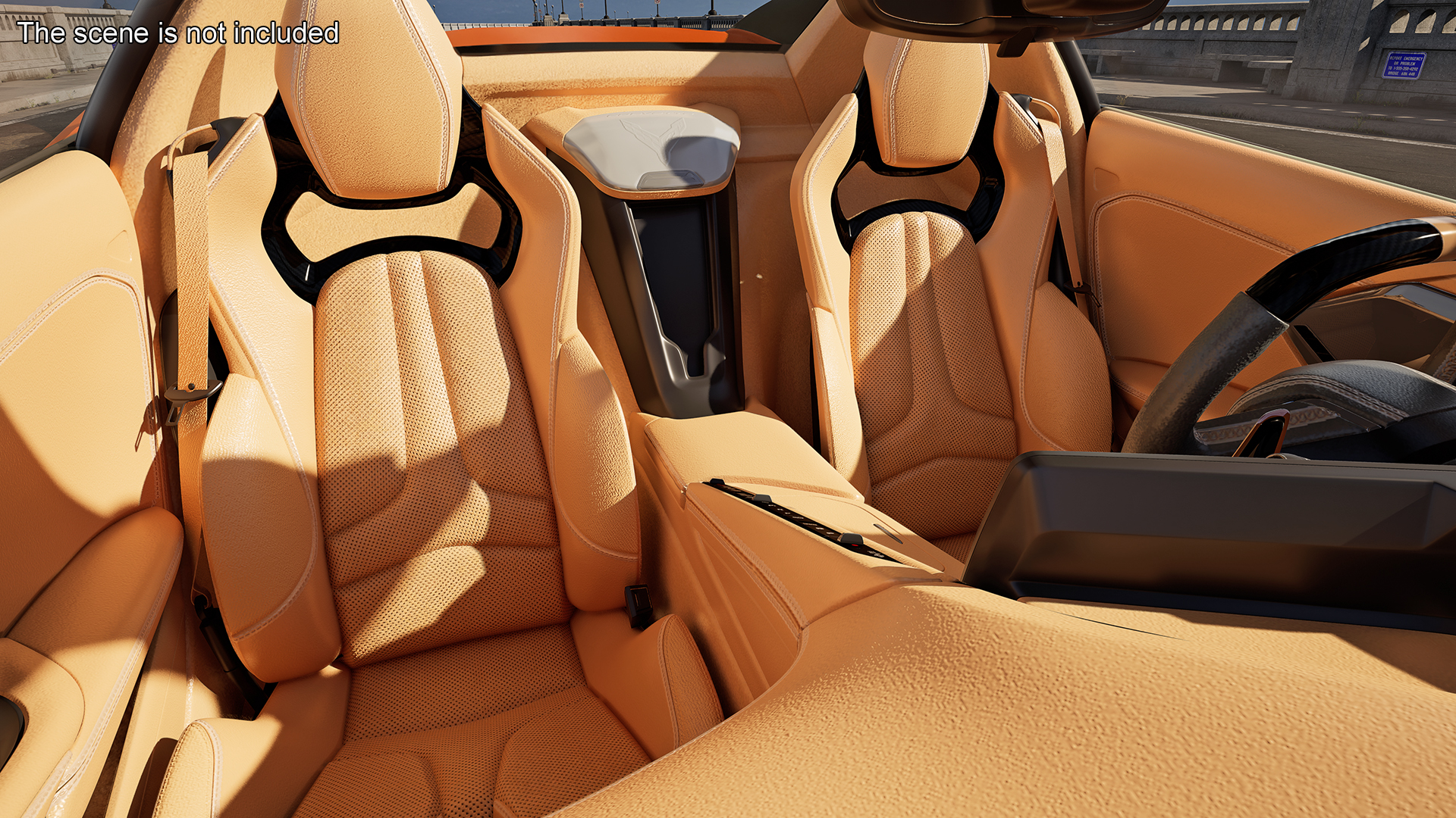 3D Orange Cabriolet 2023 Chevrolet Corvette Z06 Open Rigged