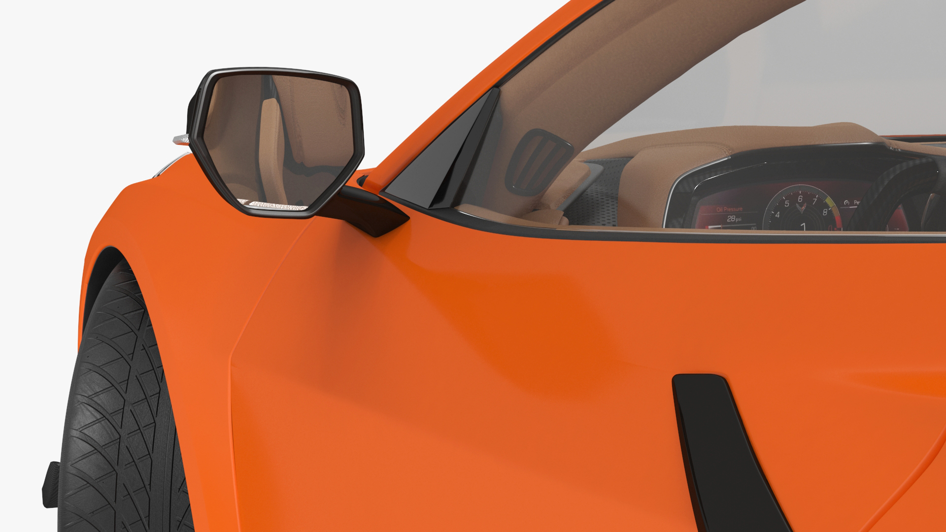 3D Orange Cabriolet 2023 Chevrolet Corvette Z06 Open Rigged