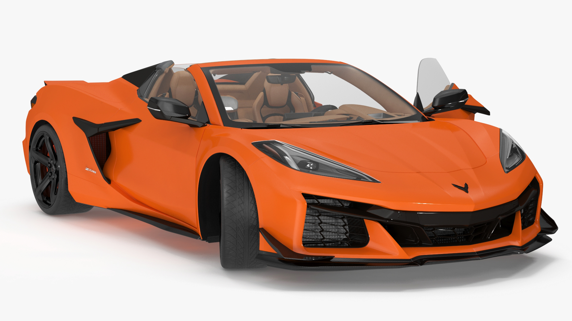 3D Orange Cabriolet 2023 Chevrolet Corvette Z06 Open Rigged