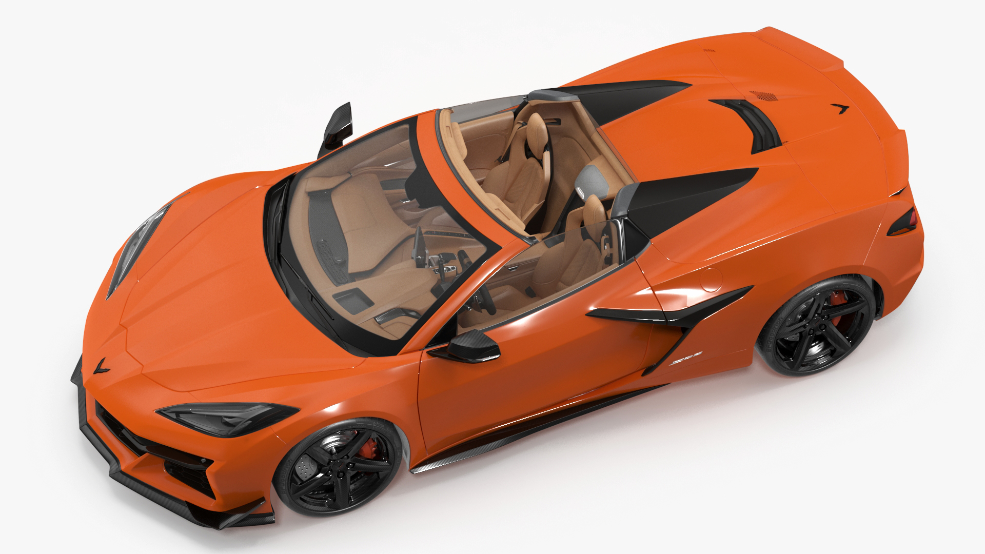 3D Orange Cabriolet 2023 Chevrolet Corvette Z06 Open Rigged