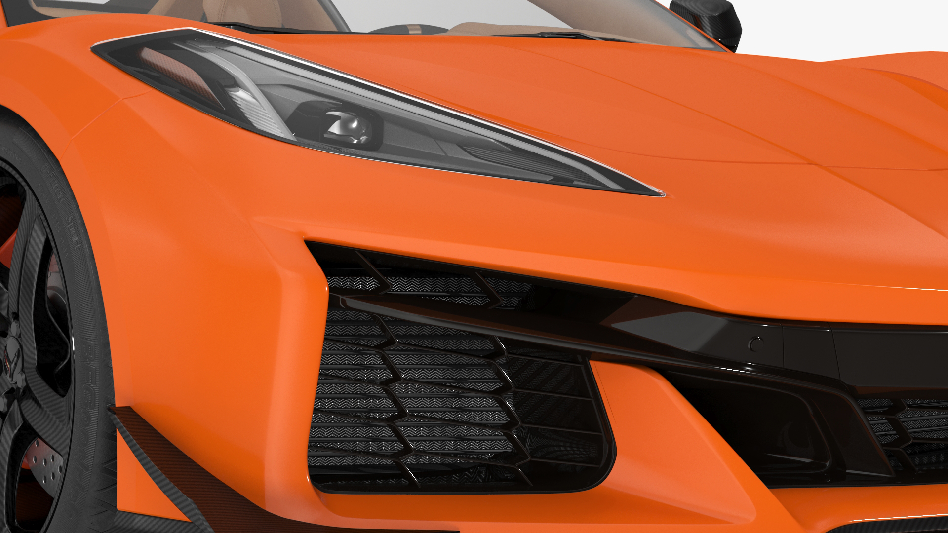 3D Orange Cabriolet 2023 Chevrolet Corvette Z06 Open Rigged
