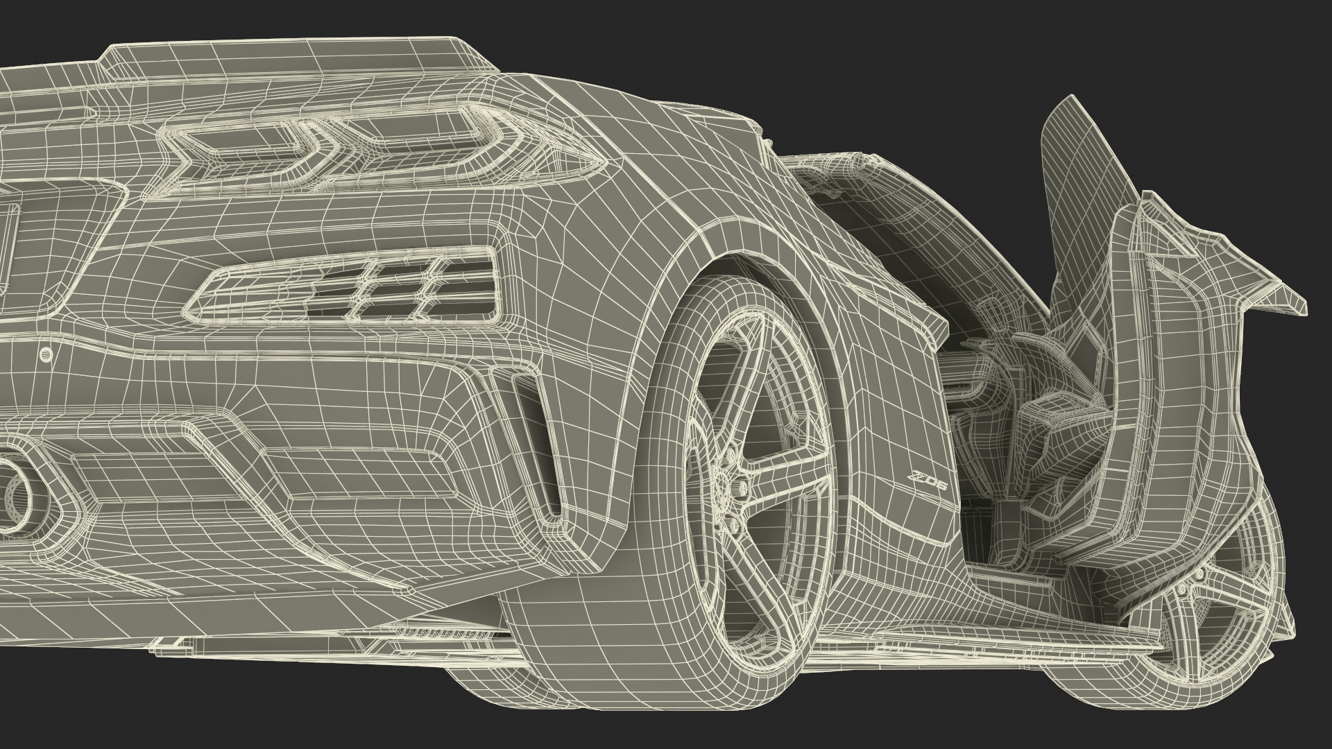 3D Orange Cabriolet 2023 Chevrolet Corvette Z06 Open Rigged