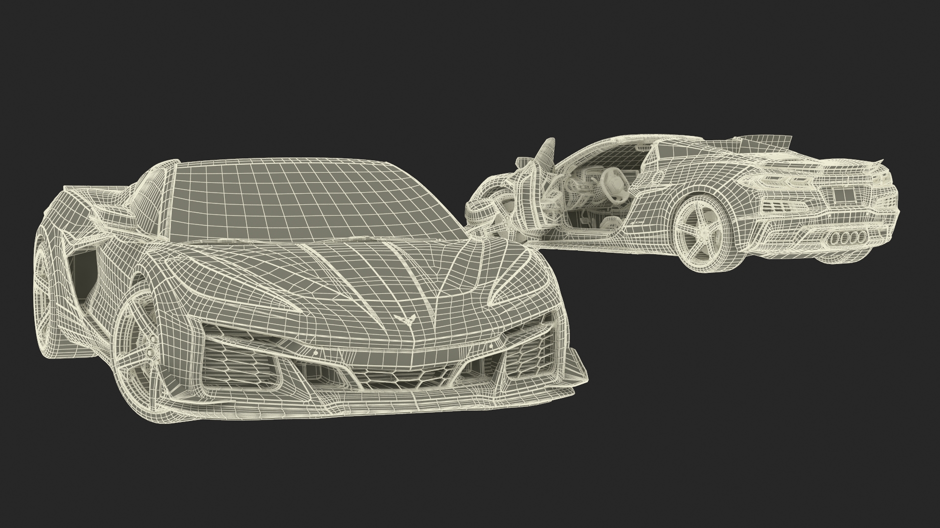 3D Orange Cabriolet 2023 Chevrolet Corvette Z06 Open Rigged