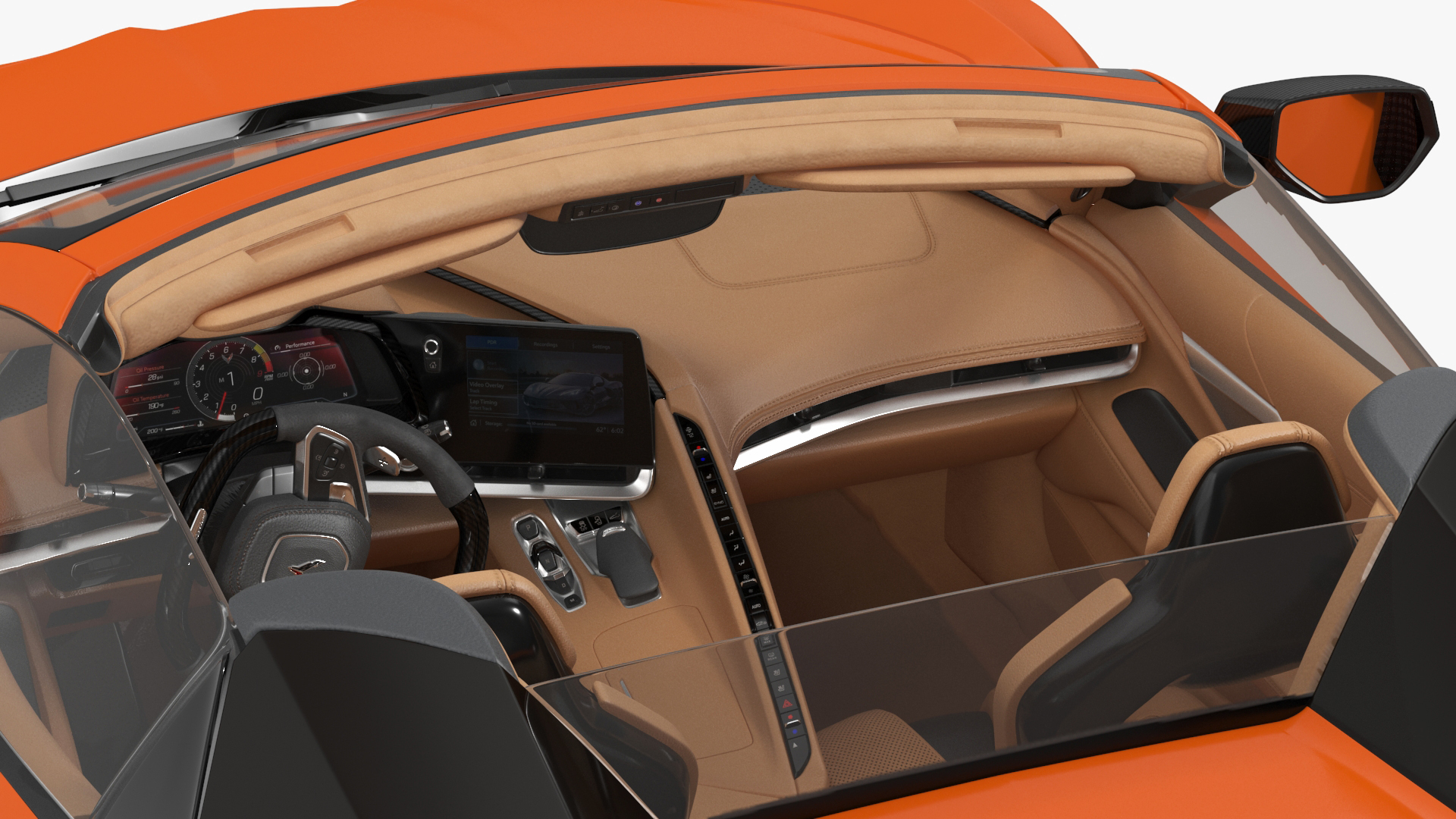 3D Orange Cabriolet 2023 Chevrolet Corvette Z06 Open Rigged