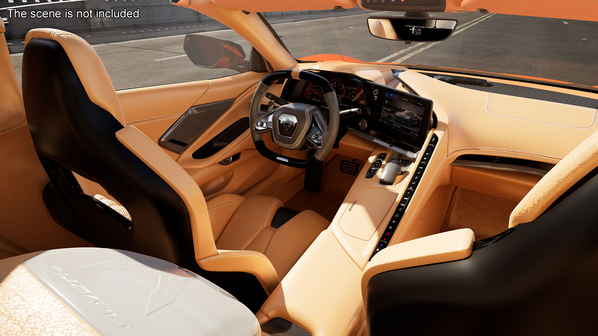 3D Orange Cabriolet 2023 Chevrolet Corvette Z06 Open Rigged