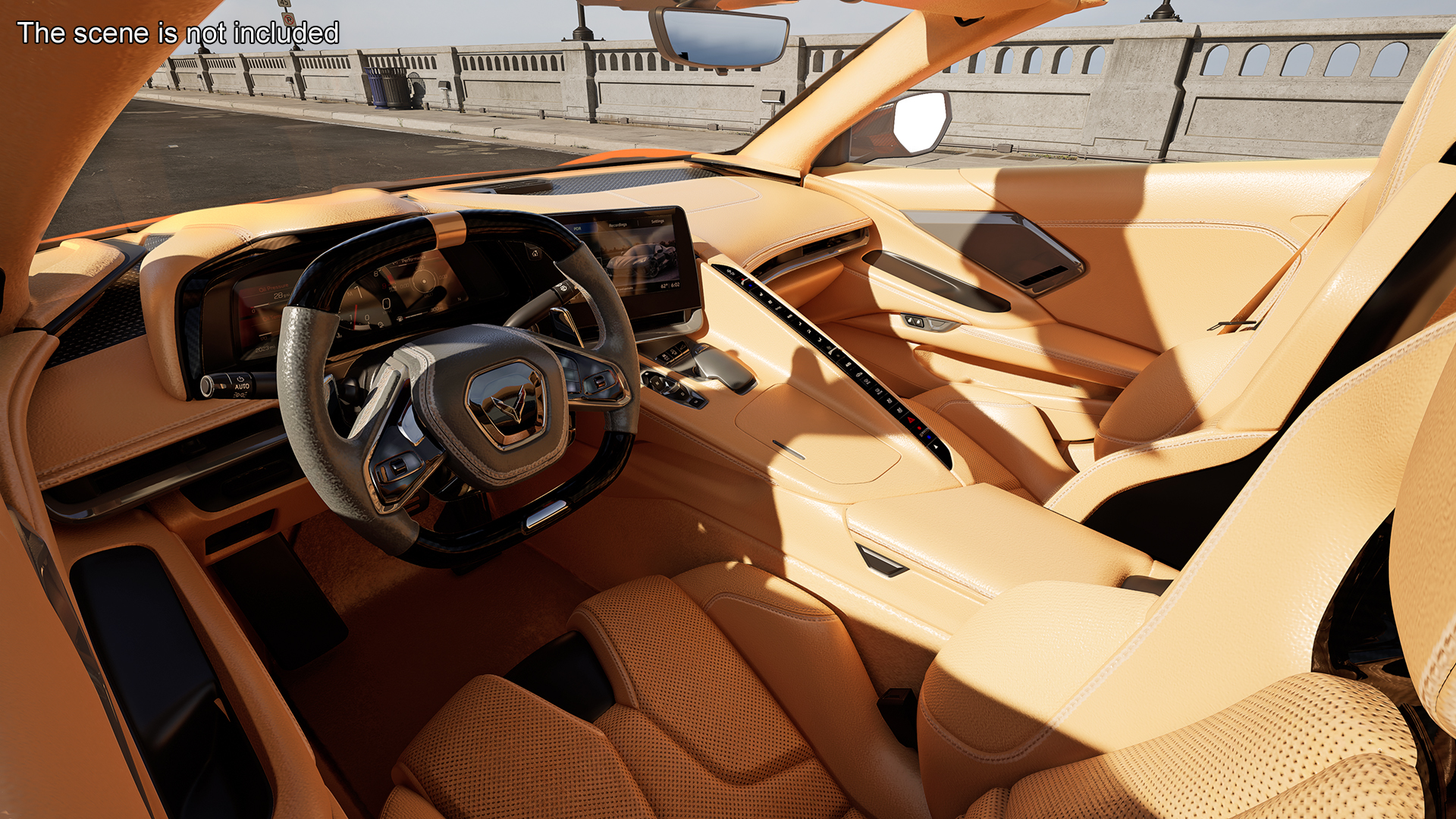 3D Orange Cabriolet 2023 Chevrolet Corvette Z06 Open Rigged