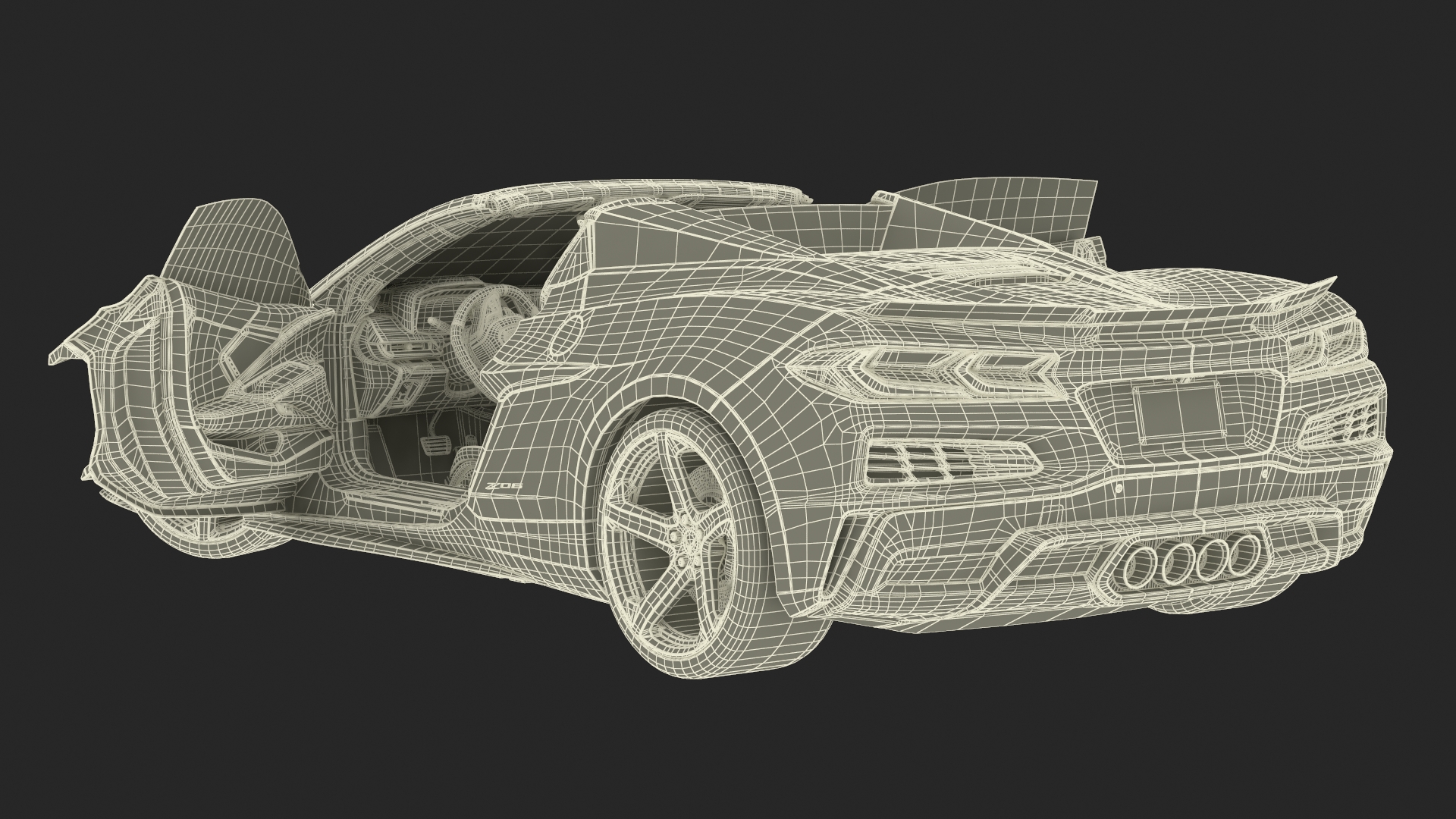 3D Orange Cabriolet 2023 Chevrolet Corvette Z06 Open Rigged