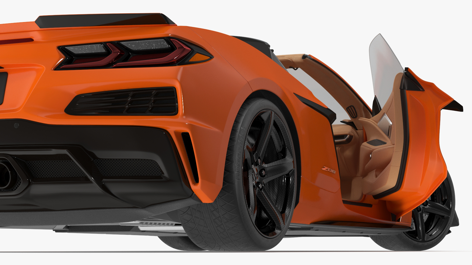 3D Orange Cabriolet 2023 Chevrolet Corvette Z06 Open Rigged