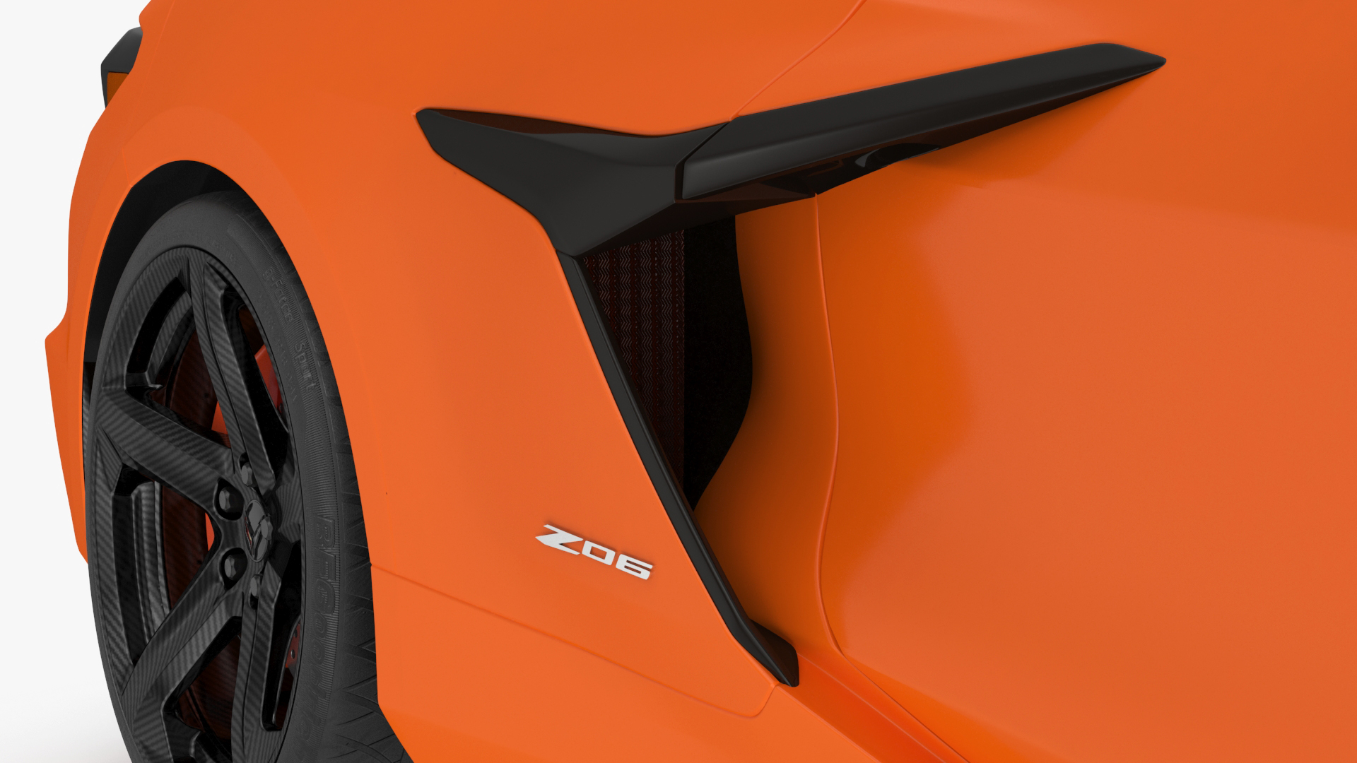 3D Orange Cabriolet 2023 Chevrolet Corvette Z06 Open Rigged