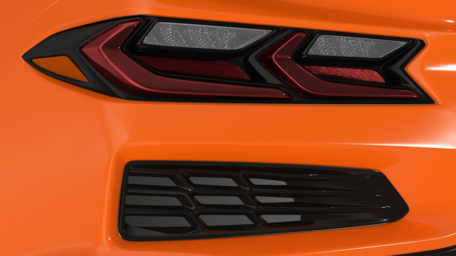 3D Orange Cabriolet 2023 Chevrolet Corvette Z06 Open Rigged