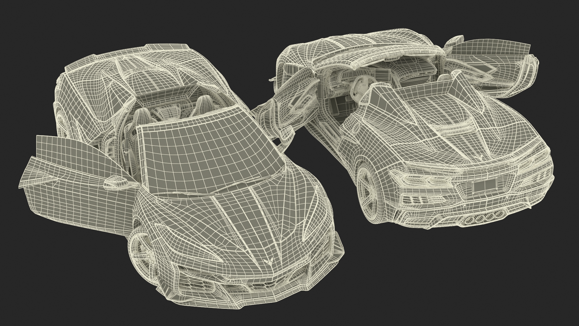 3D Orange Cabriolet 2023 Chevrolet Corvette Z06 Open Rigged