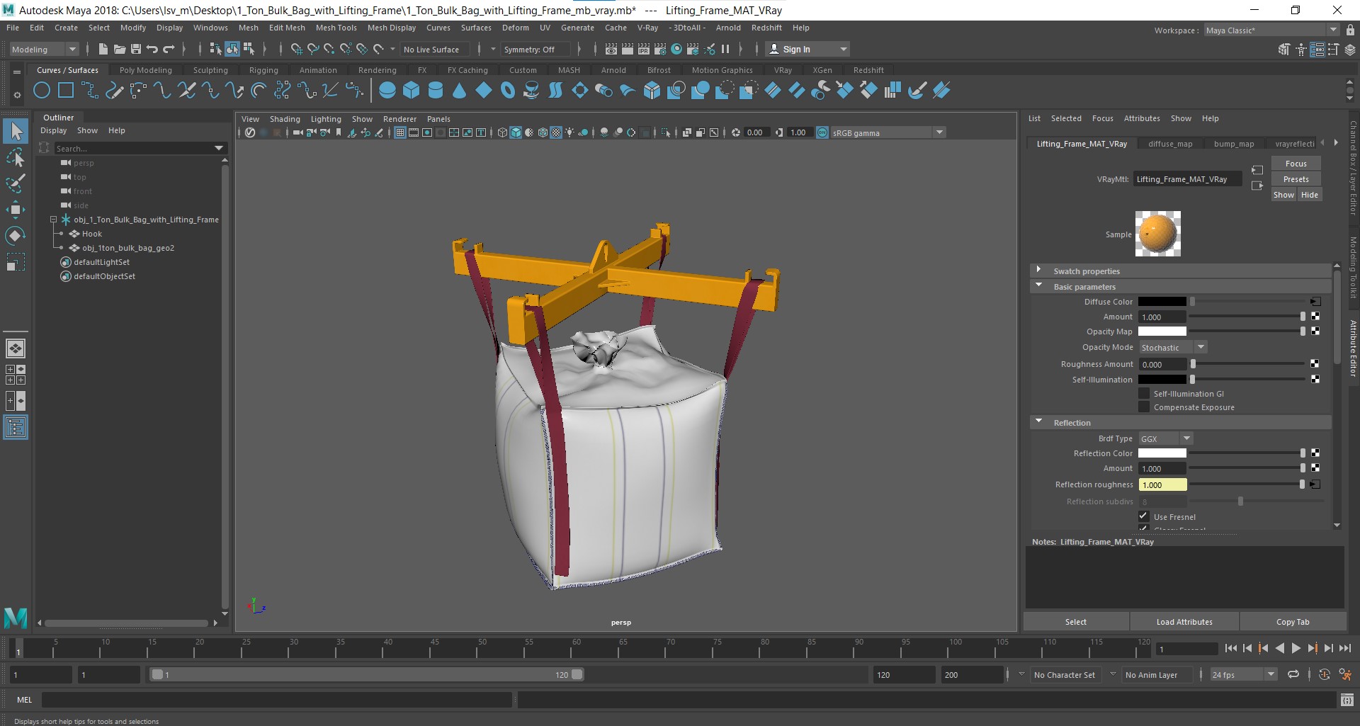 3D 1 Ton Bulk Bag with Lifting Frame model