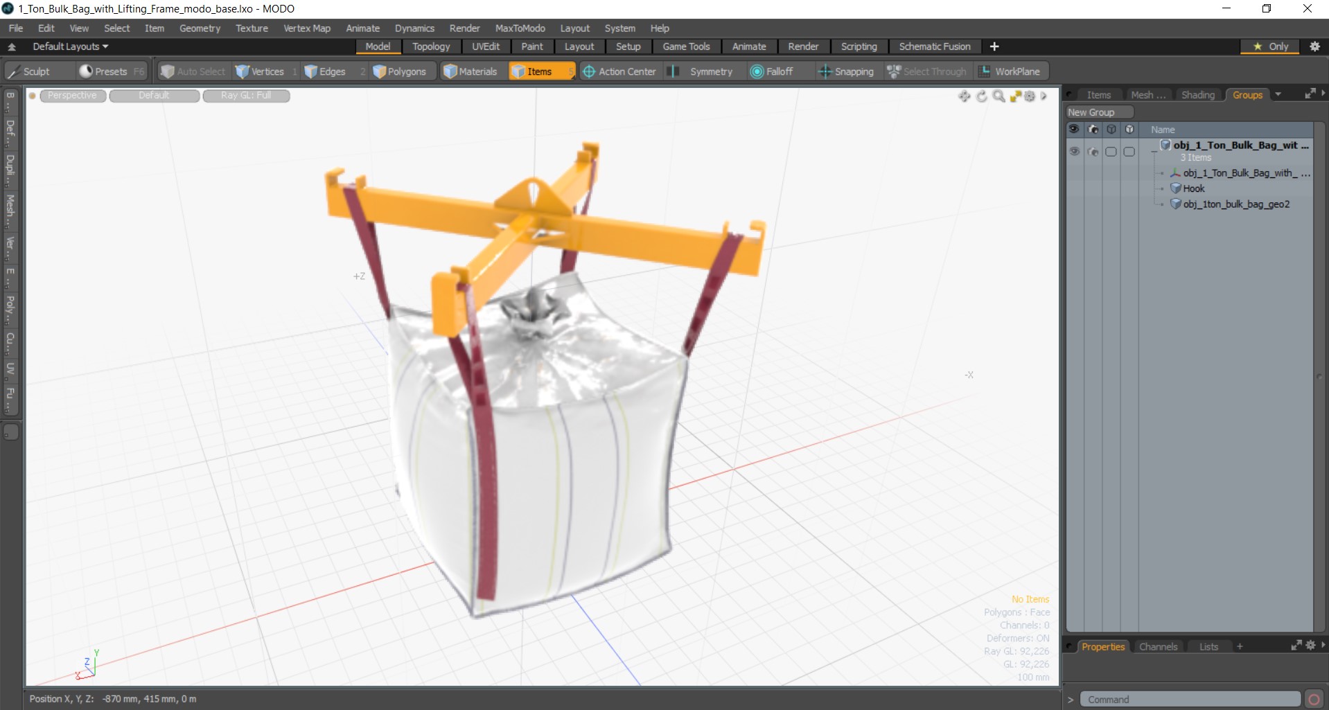 3D 1 Ton Bulk Bag with Lifting Frame model
