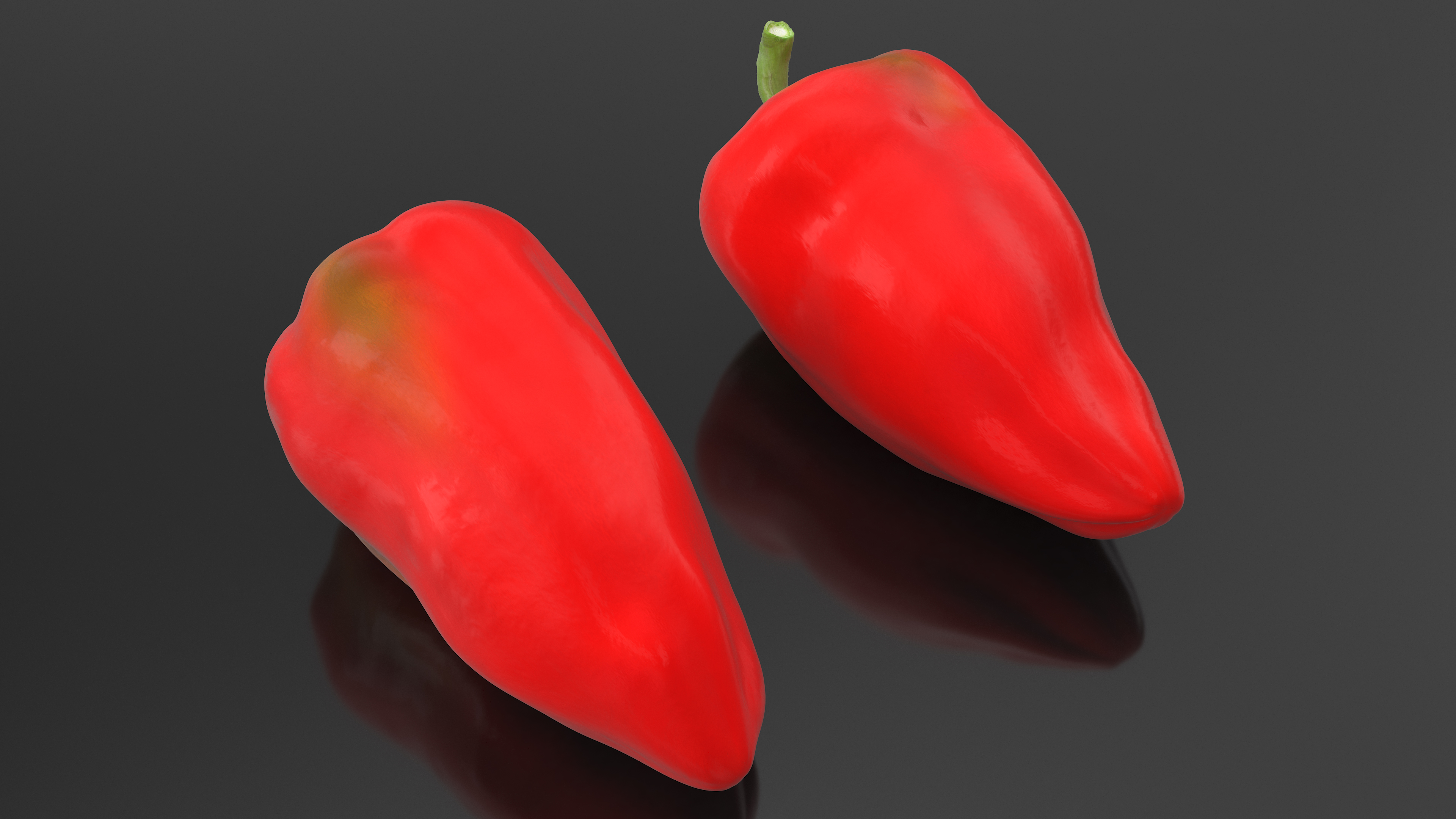 3D Red Long Pepper Bicolor model