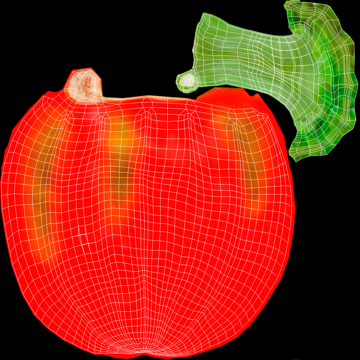 3D Red Long Pepper Bicolor model