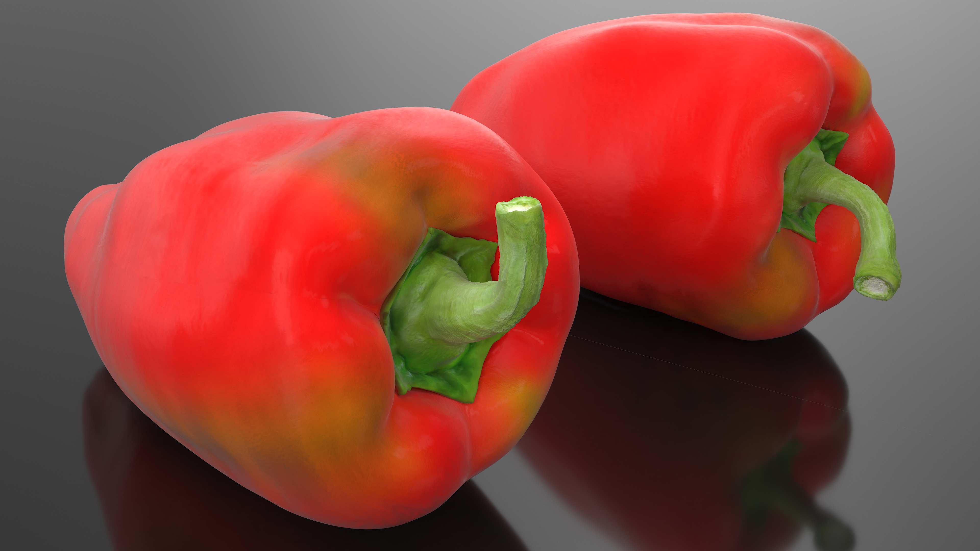 3D Red Long Pepper Bicolor model