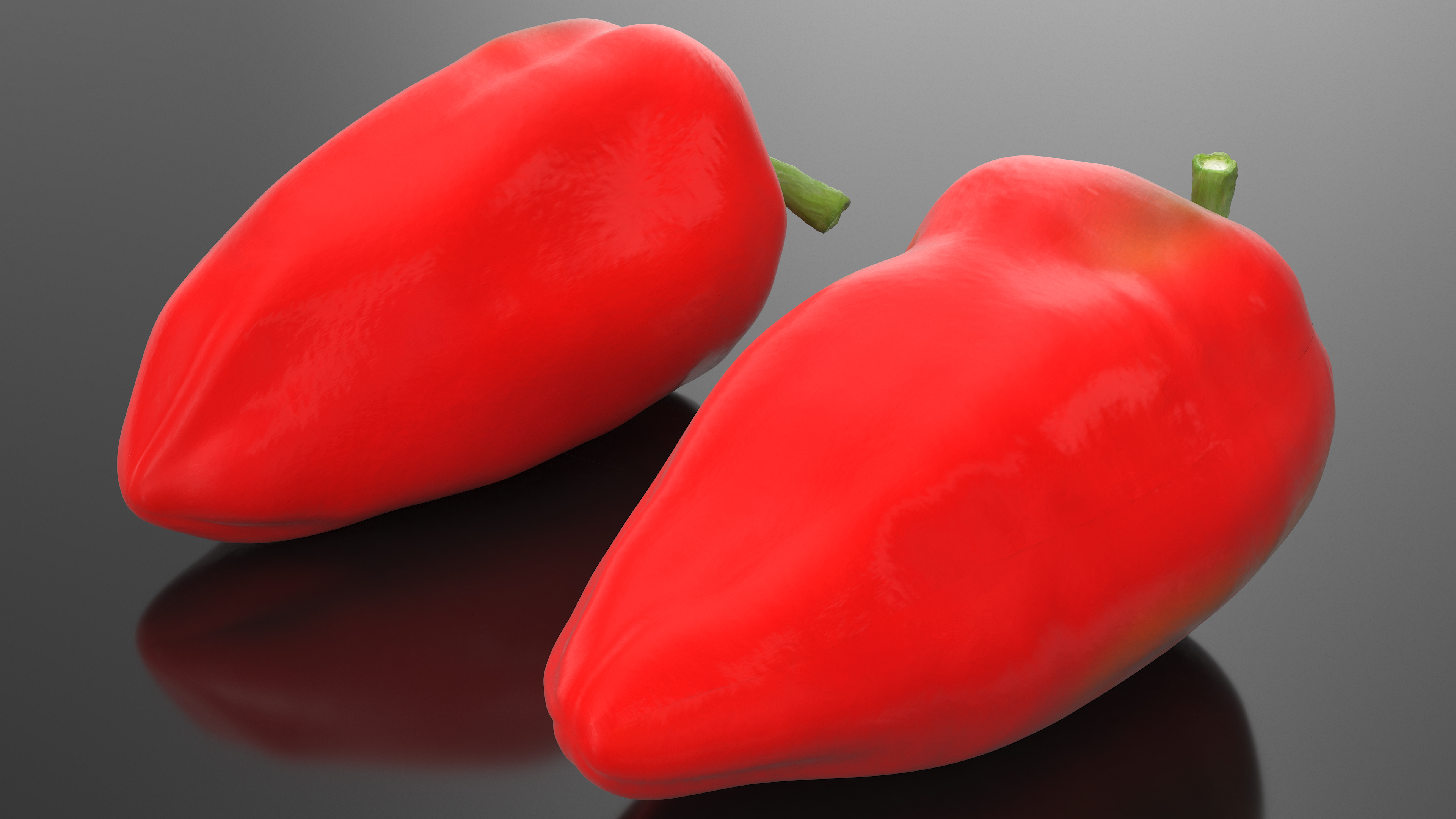 3D Red Long Pepper Bicolor model
