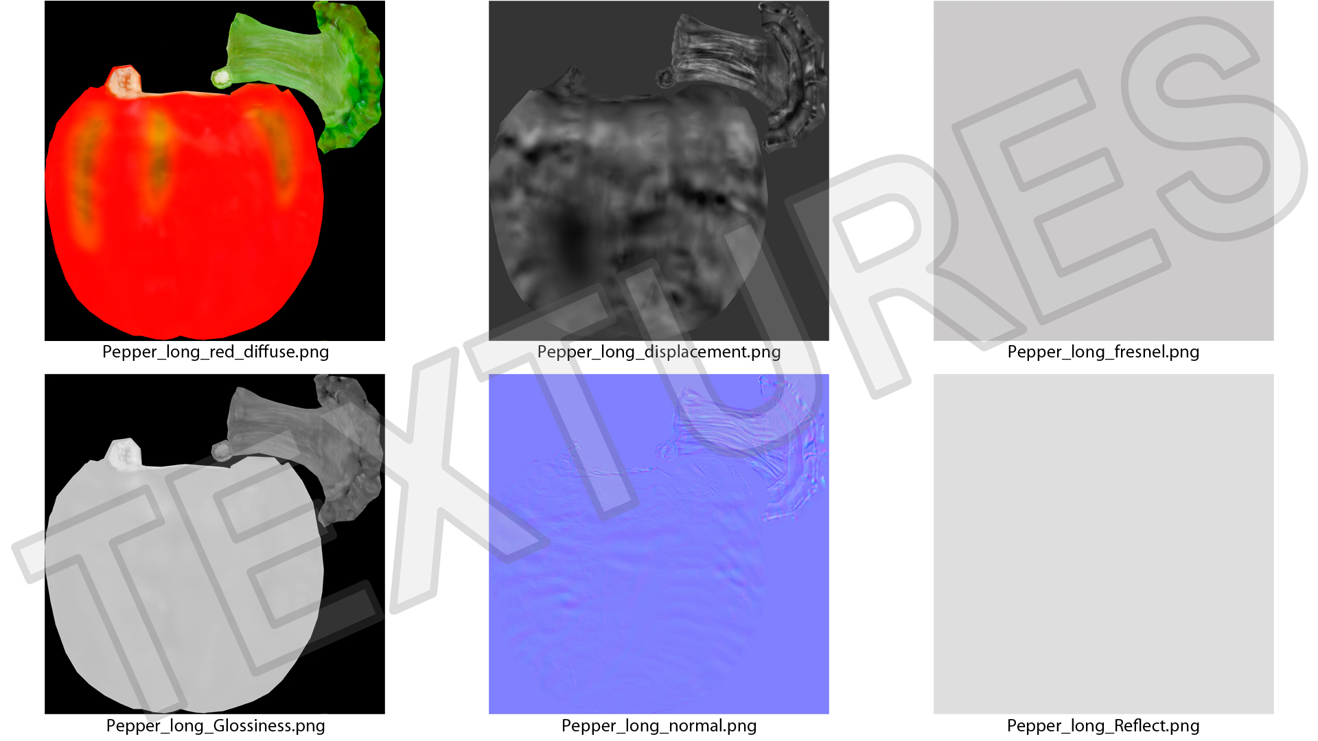 3D Red Long Pepper Bicolor model