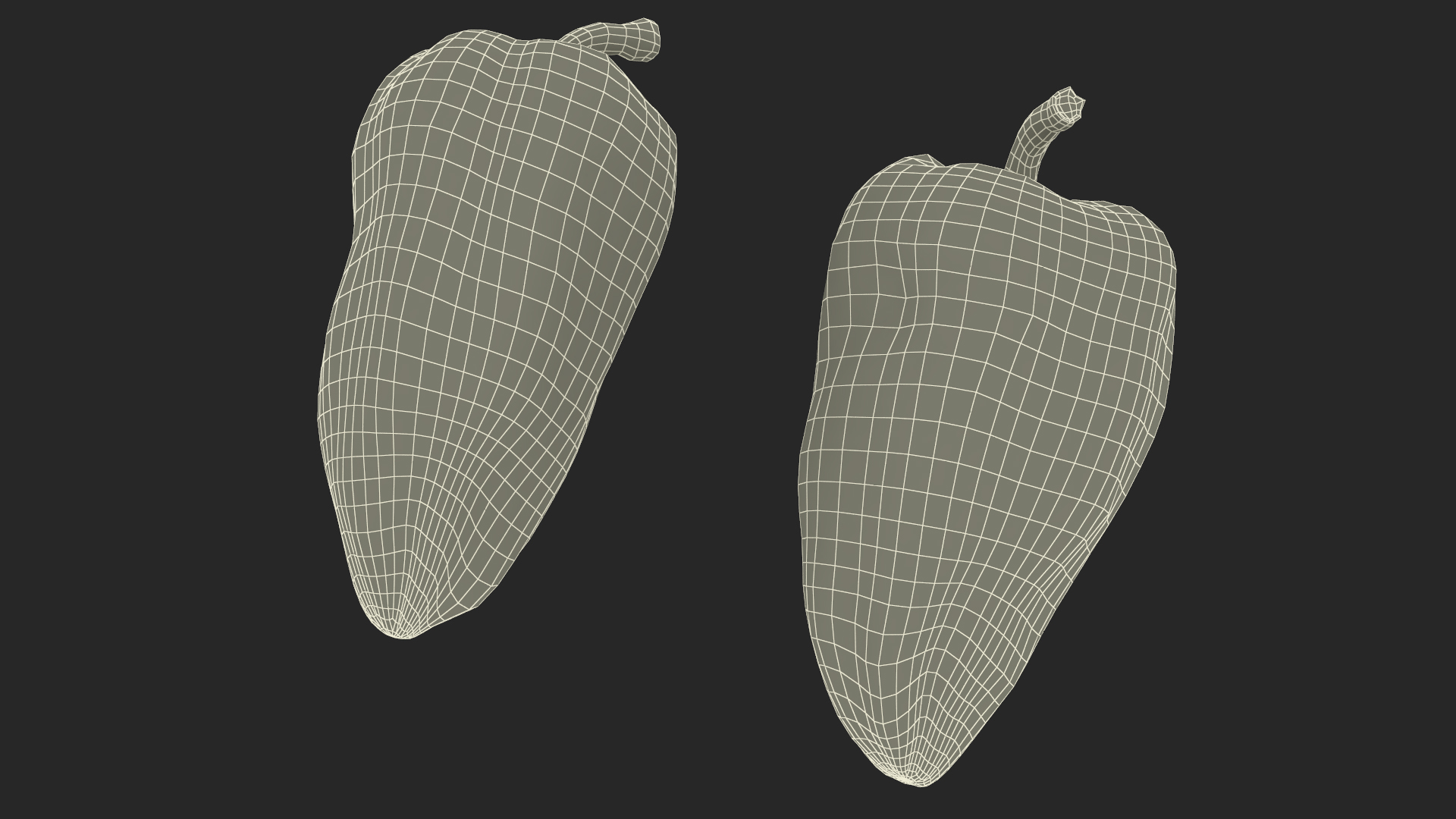 3D Red Long Pepper Bicolor model
