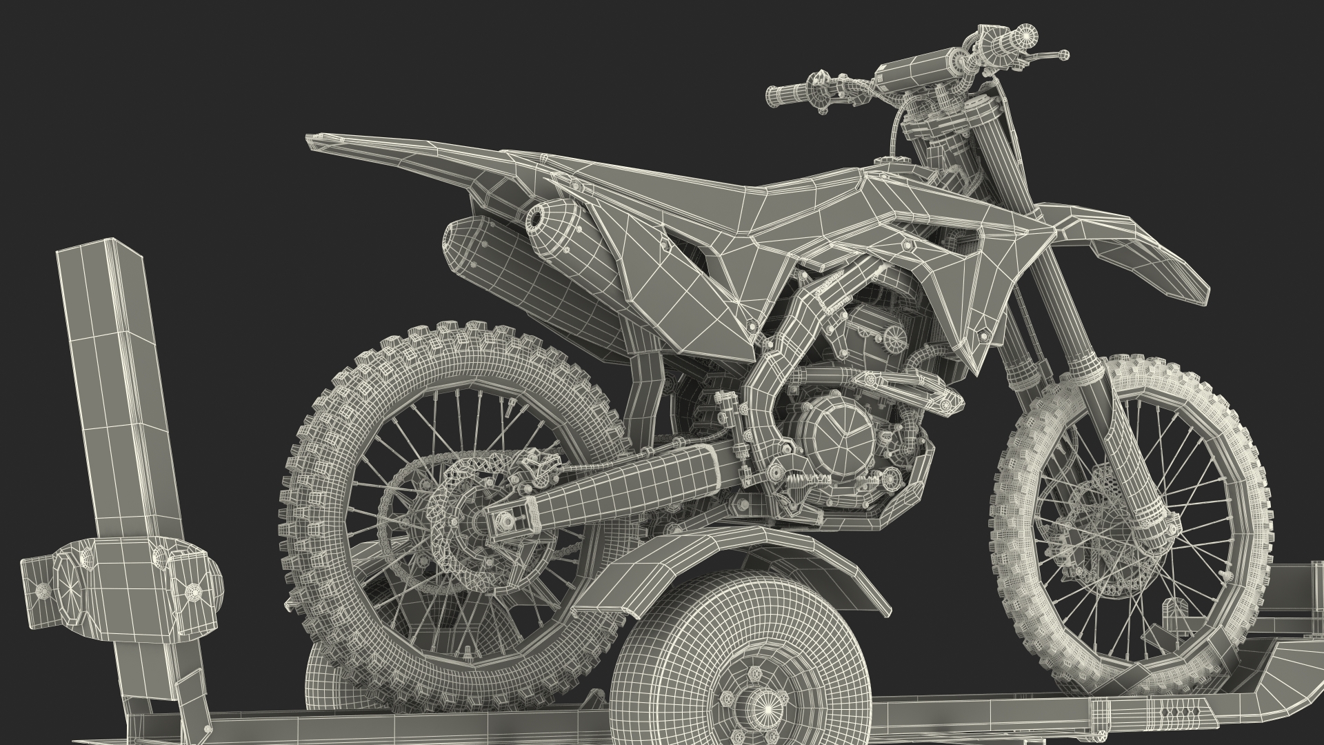 3D Motorcycle Trailer with Motorbike model
