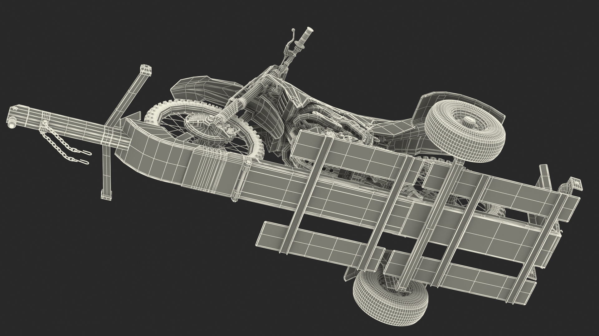 3D Motorcycle Trailer with Motorbike model