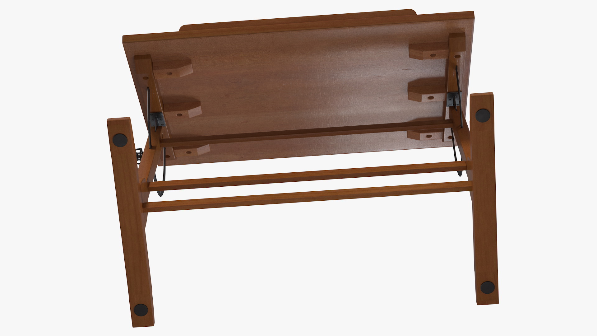 Vintage Wood Drafting Table with Adjustable Top 3D