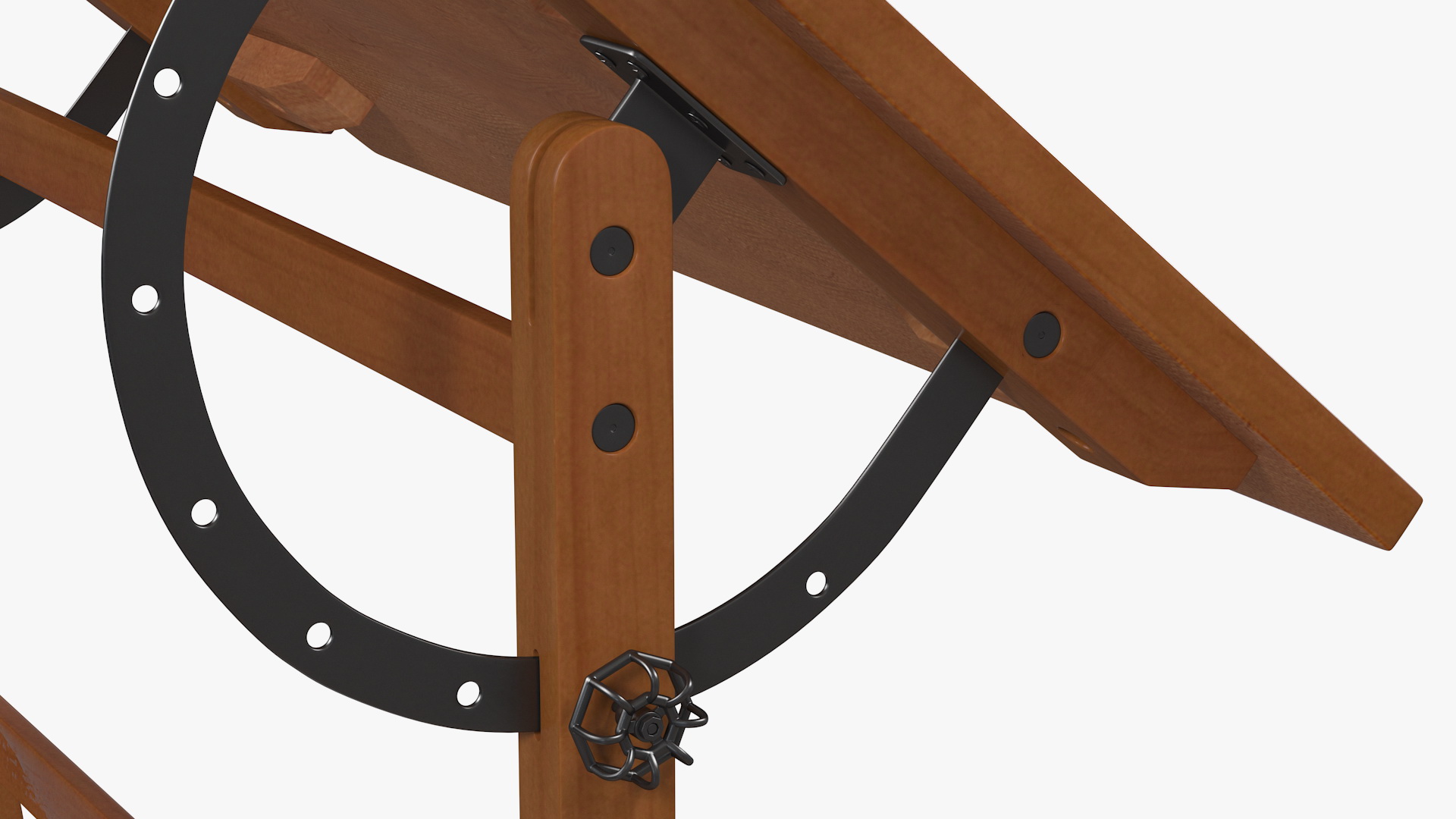 Vintage Wood Drafting Table with Adjustable Top 3D