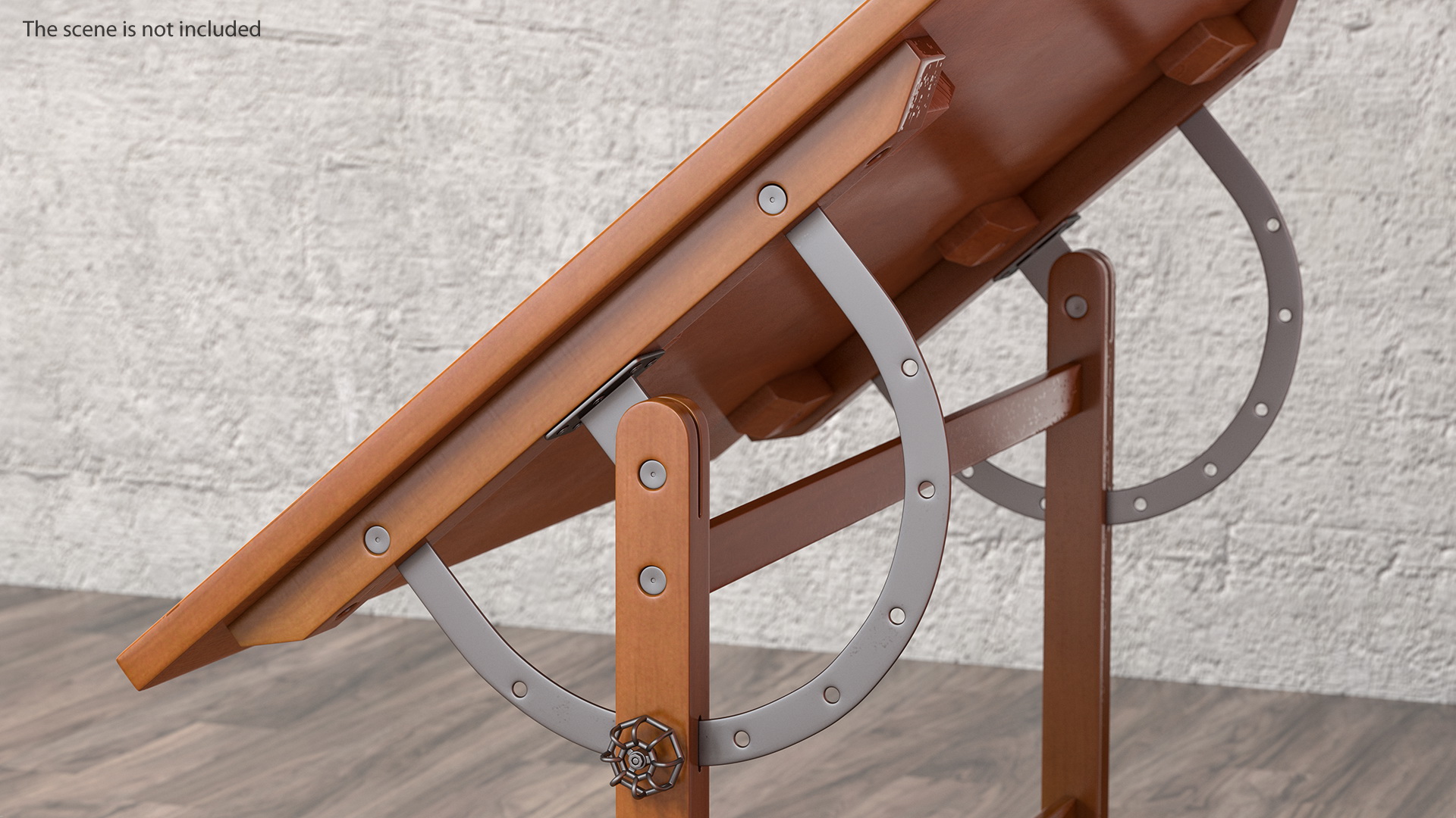 Vintage Wood Drafting Table with Adjustable Top 3D