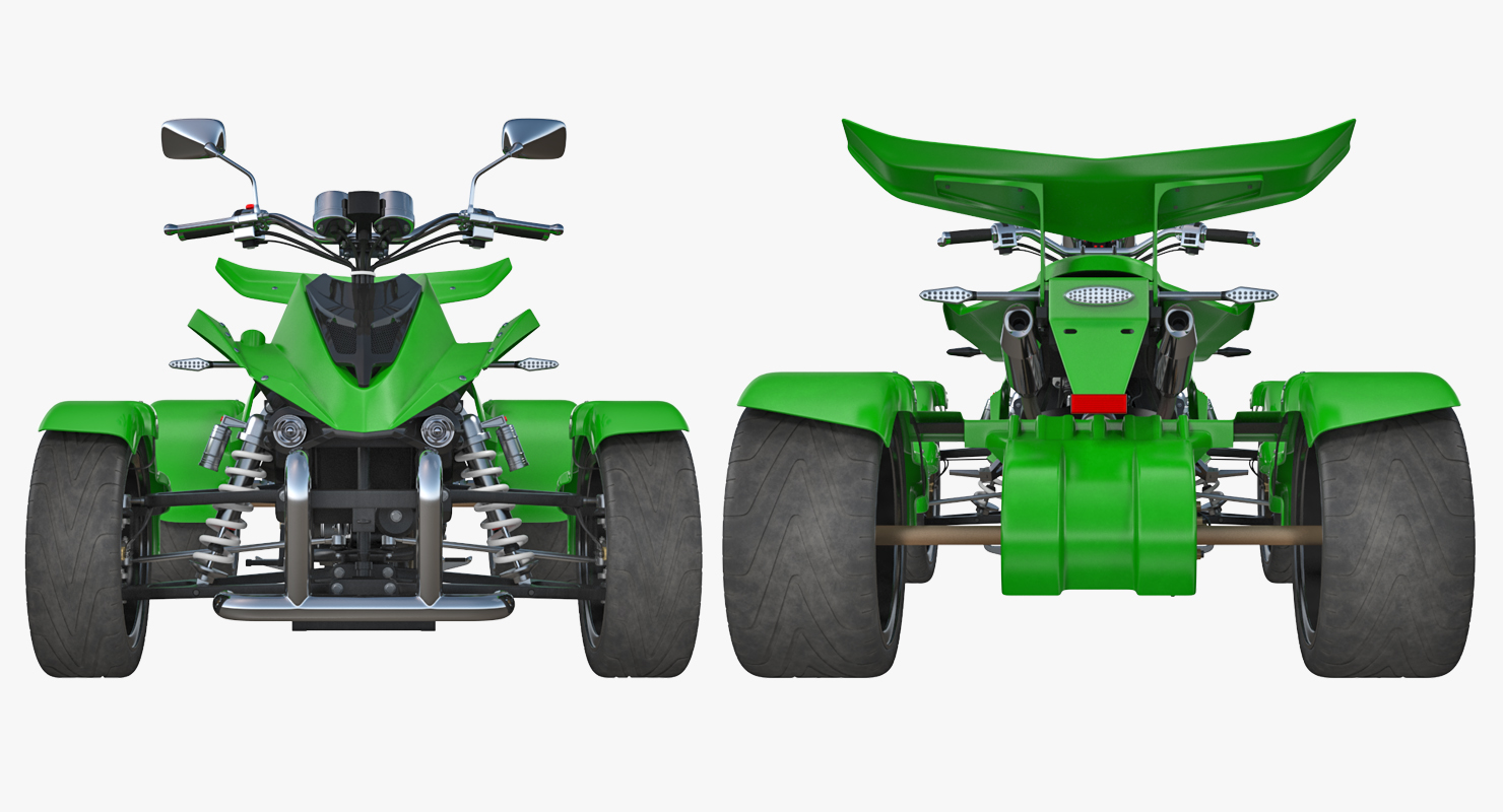 Quad Bike Spy Racing 350CC Buggy ATV Green Rigged 3D model