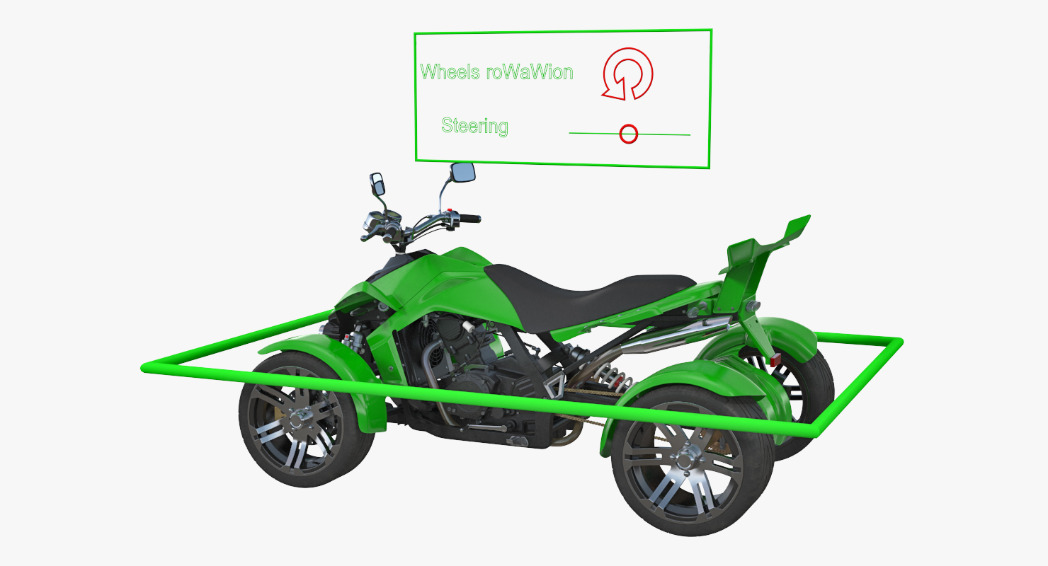 Quad Bike Spy Racing 350CC Buggy ATV Green Rigged 3D model
